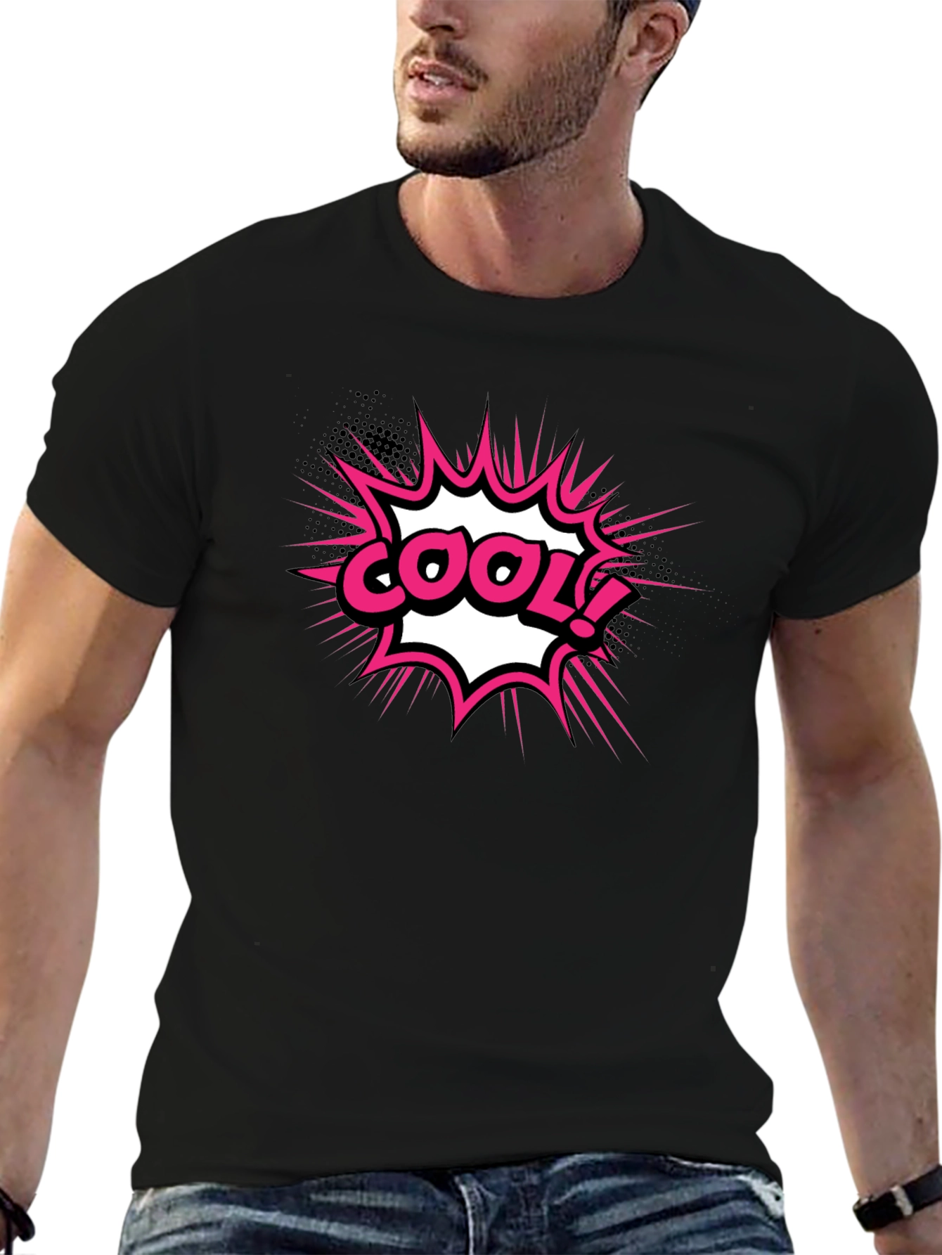 Cool Graphic T-Shirt - Black Comic Style Tee