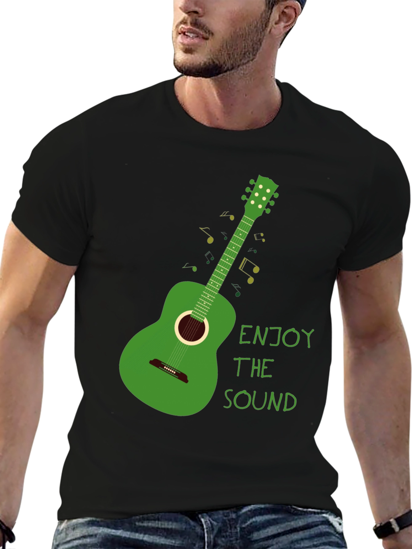Green Guitar T-Shirt - Enjoy the Sound!