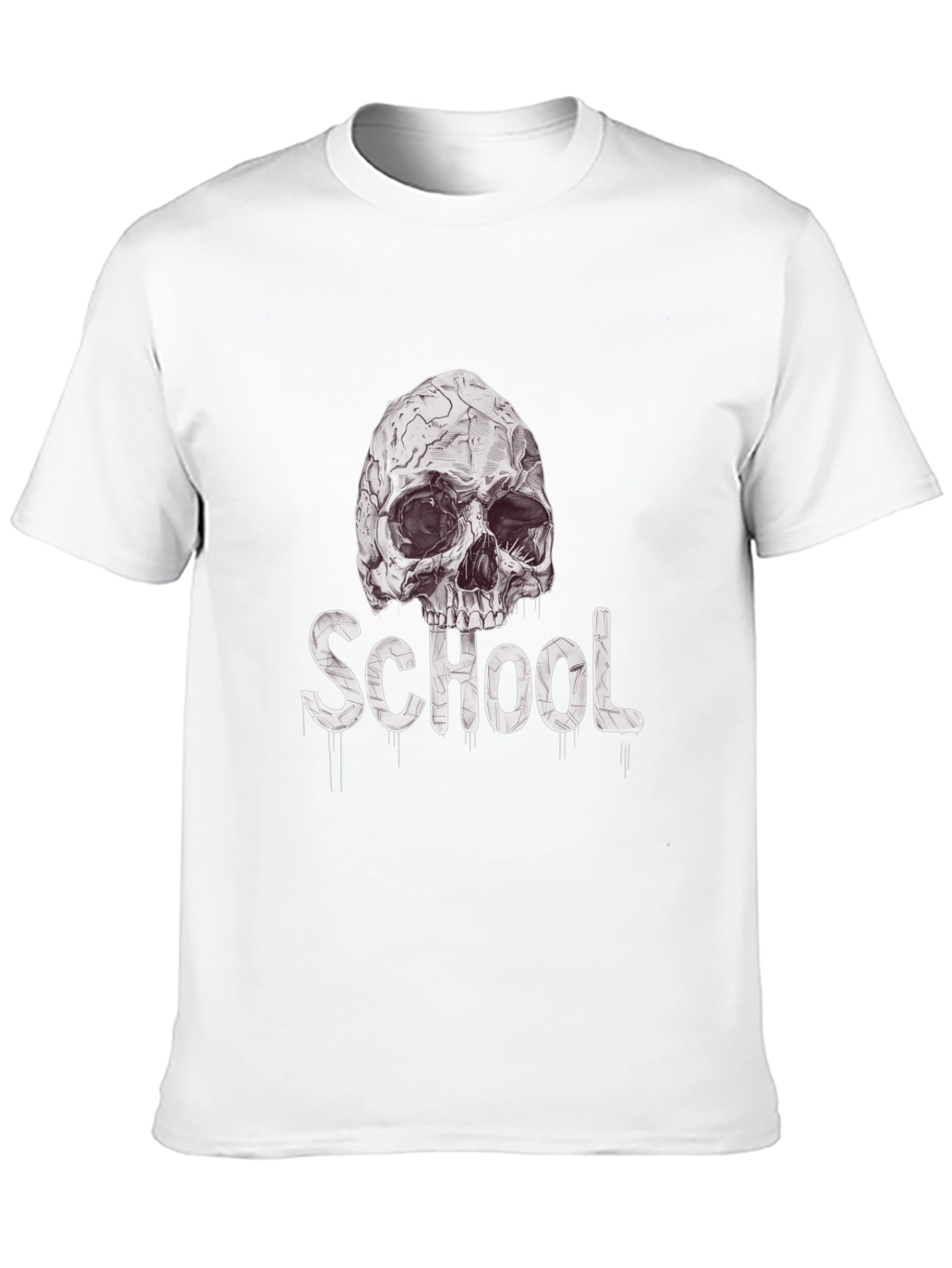 Skull School Graphic Tee - Black Cotton T-Shirt