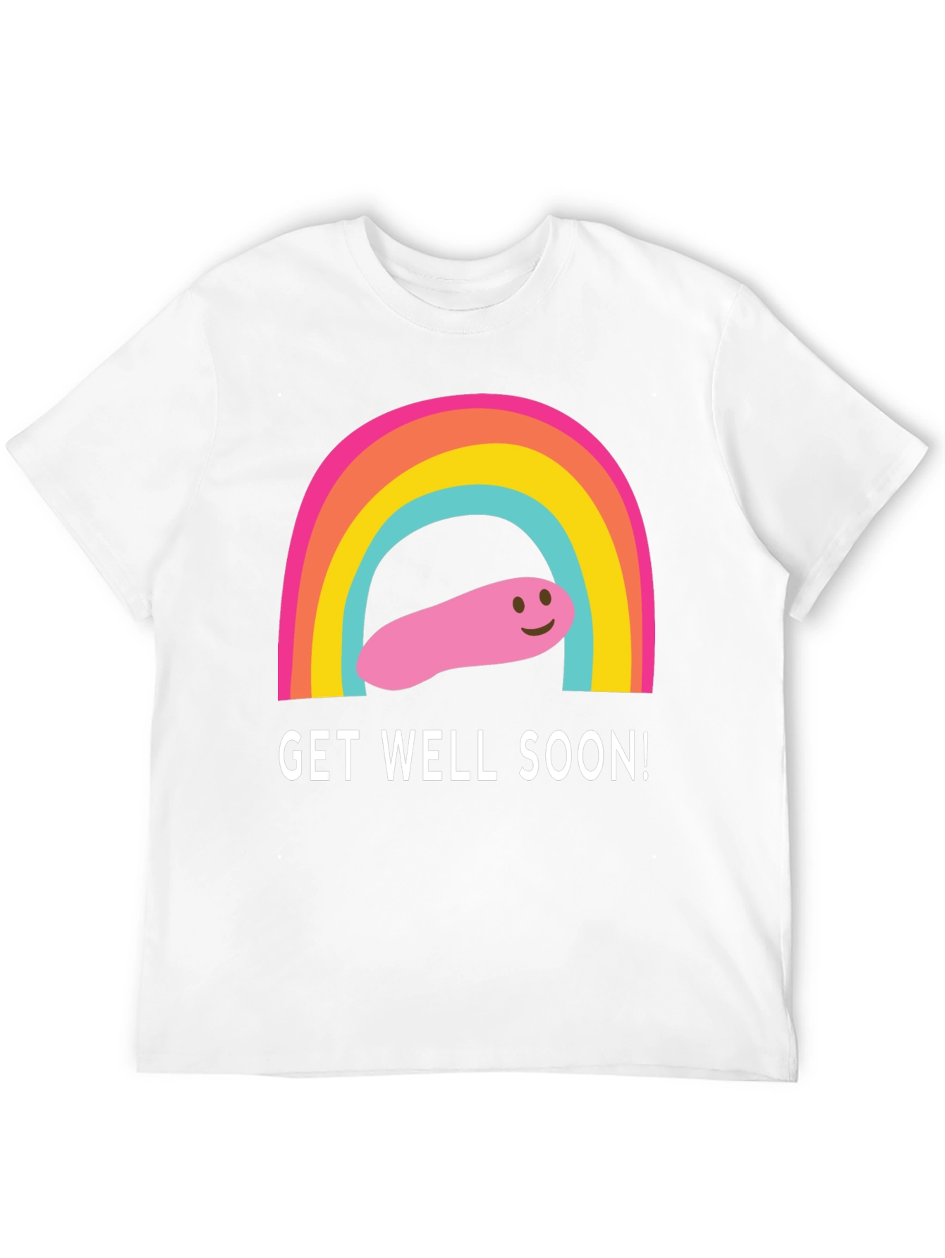 Get Well Soon Rainbow Worm Black T-Shirt