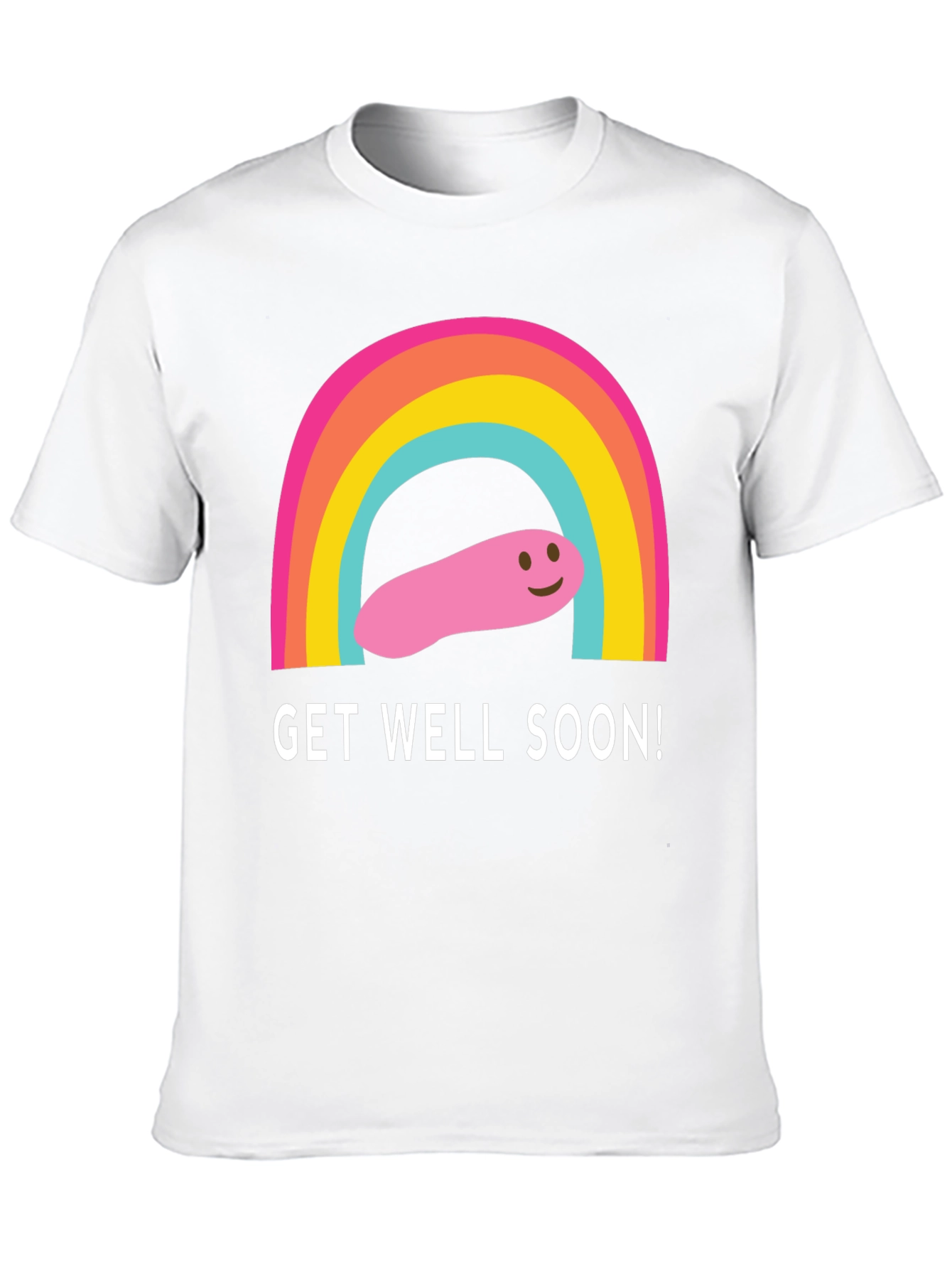 Get Well Soon Rainbow Worm Black T-Shirt