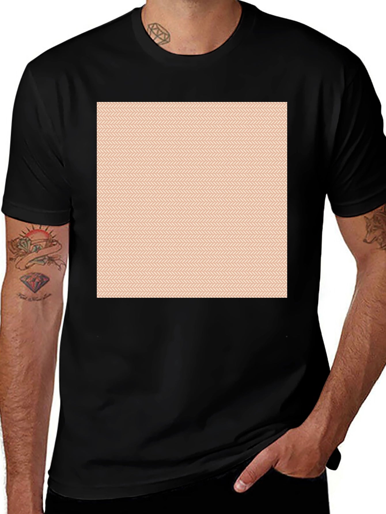 Stylish Black Tee with Geometric Pattern