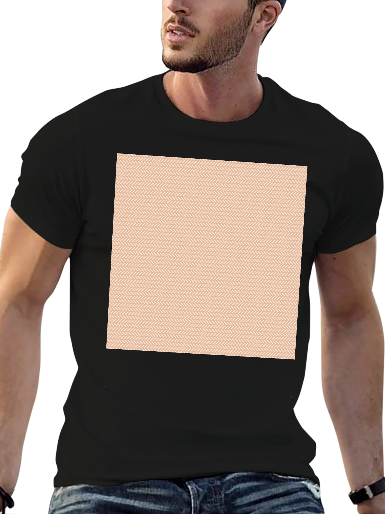 Stylish Black Tee with Geometric Pattern