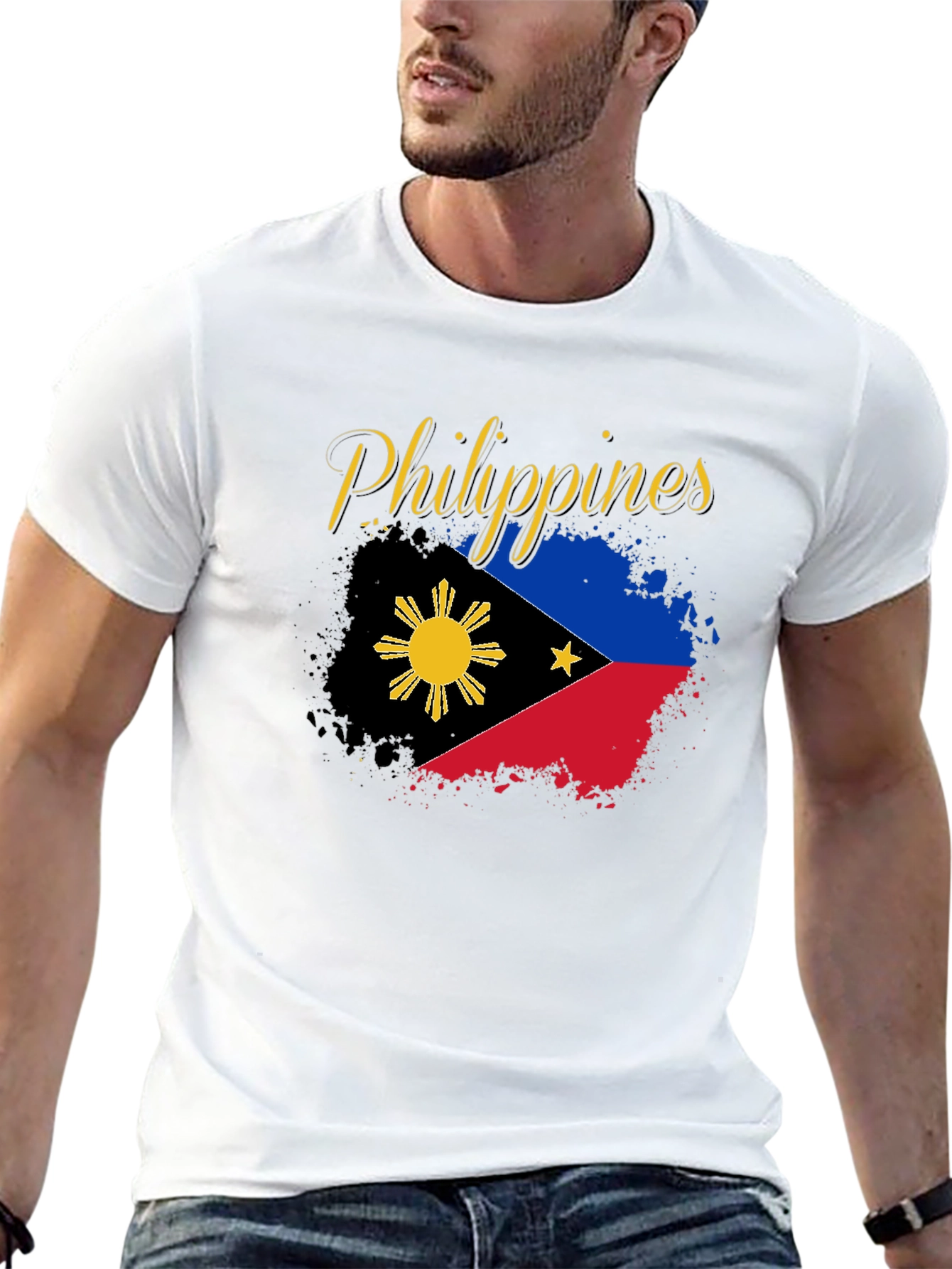 Philippines Flag Graphic Black T-Shirt