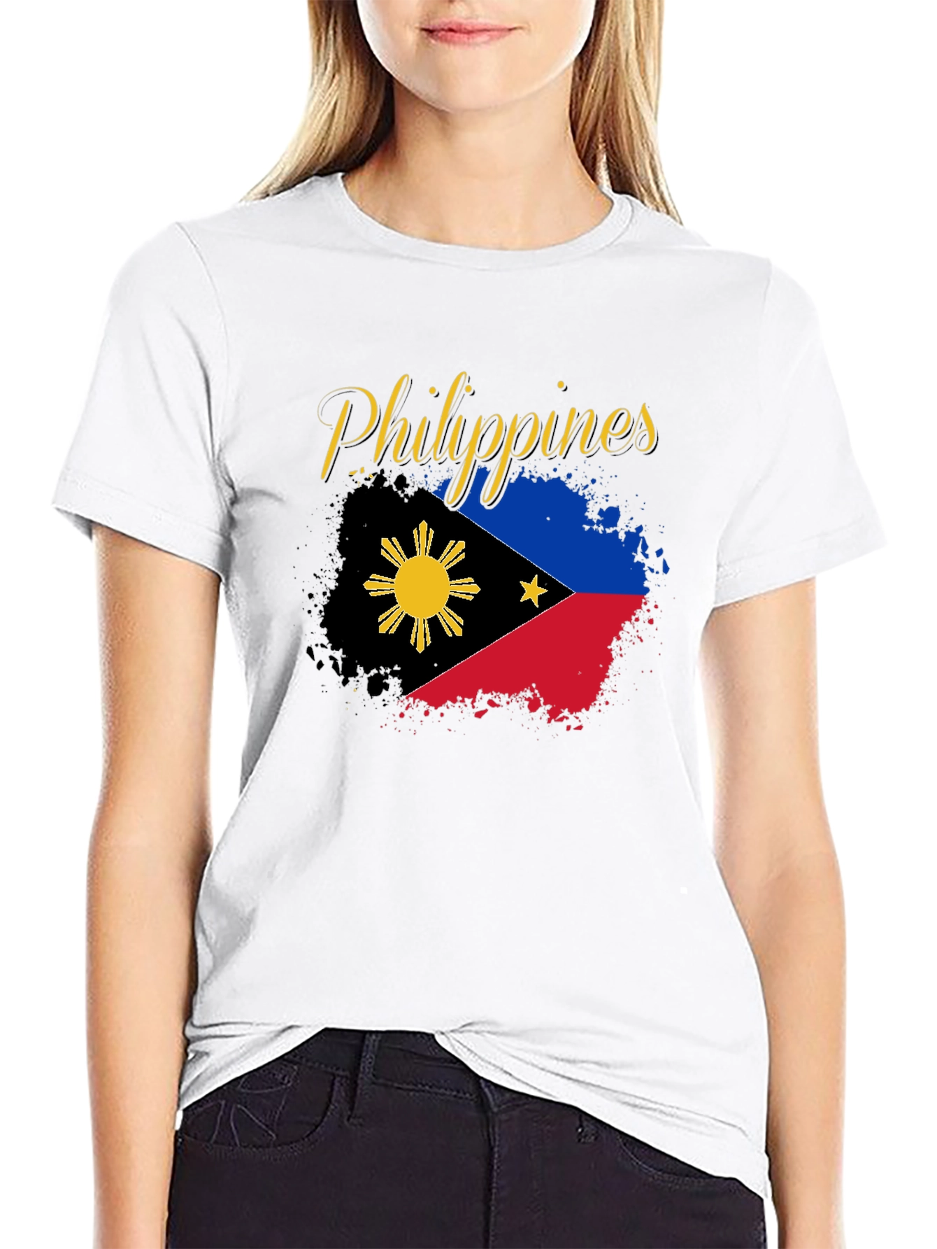Philippines Flag Graphic Black T-Shirt