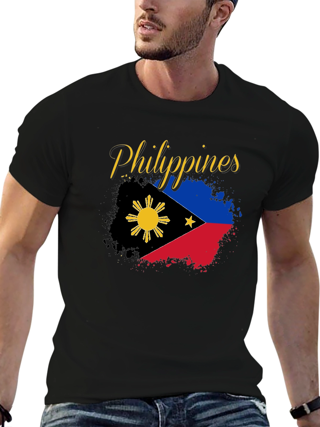 Philippines Flag Graphic Black T-Shirt