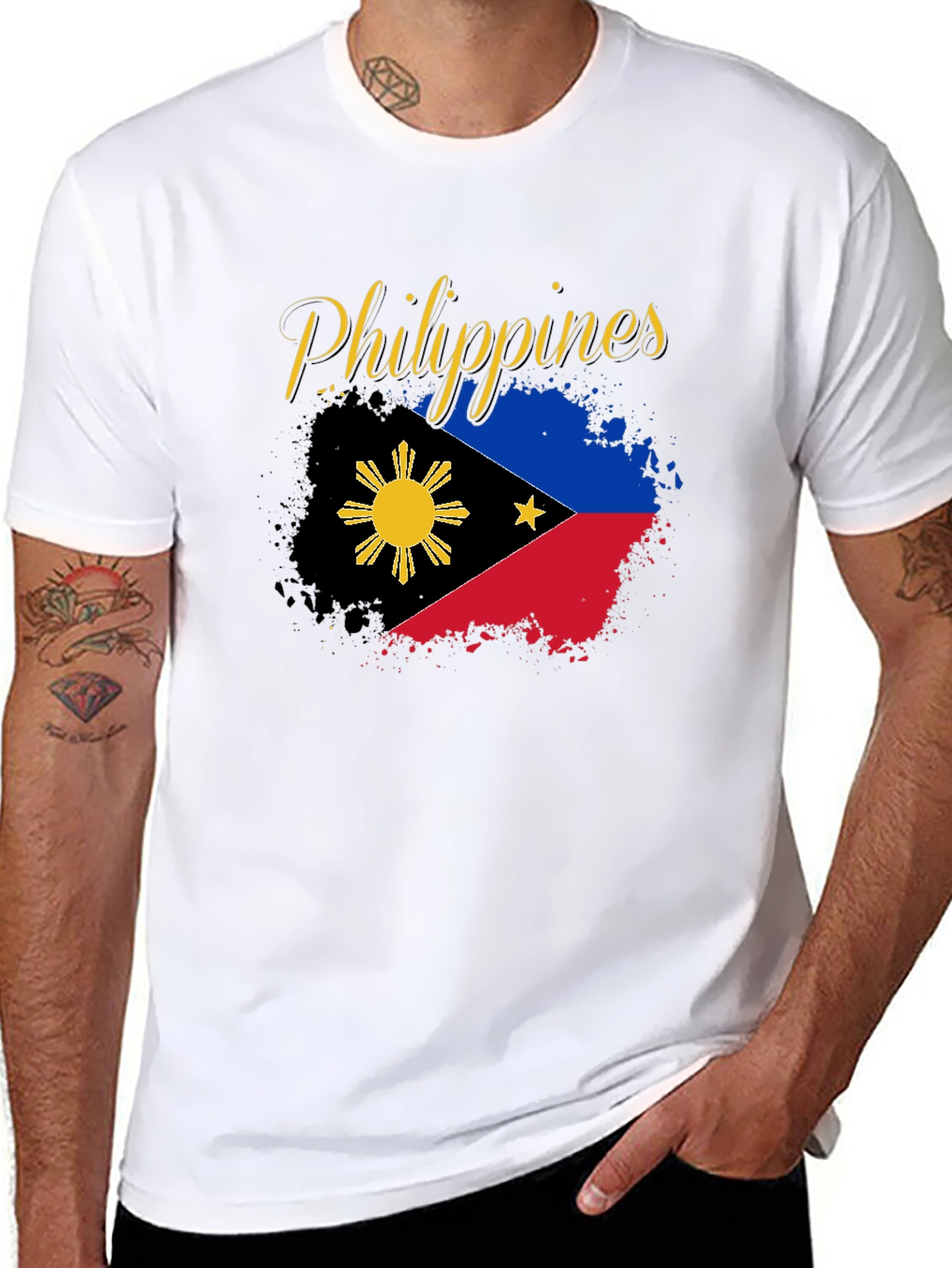 Philippines Flag Graphic Black T-Shirt