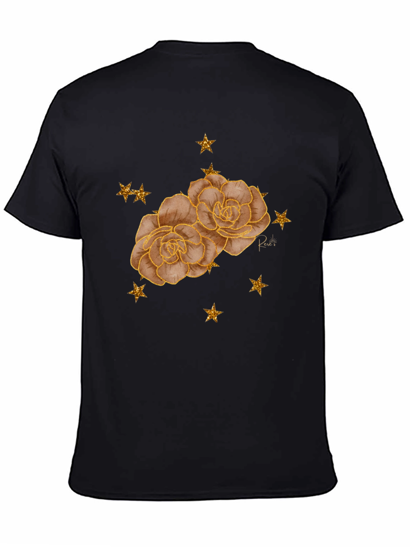 Floral Star Tee - Stylish Black Graphic T-Shirt