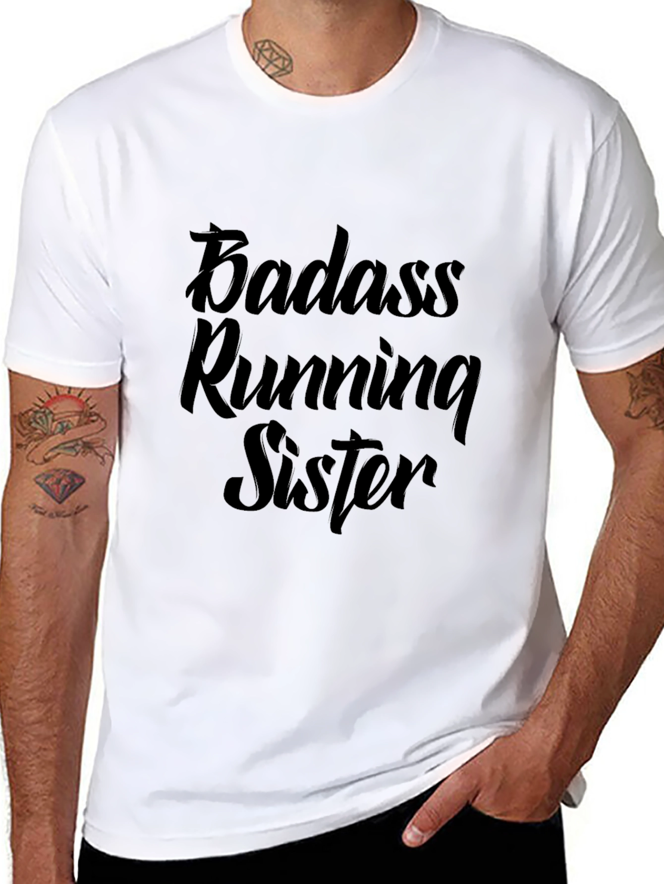 Badass Running Sister T-Shirt - Black Casual Tee