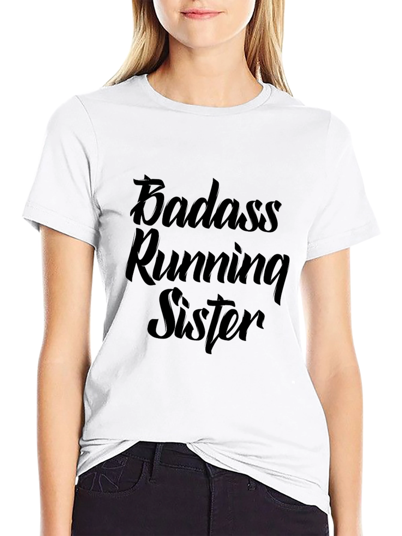 Badass Running Sister T-Shirt - Black Casual Tee