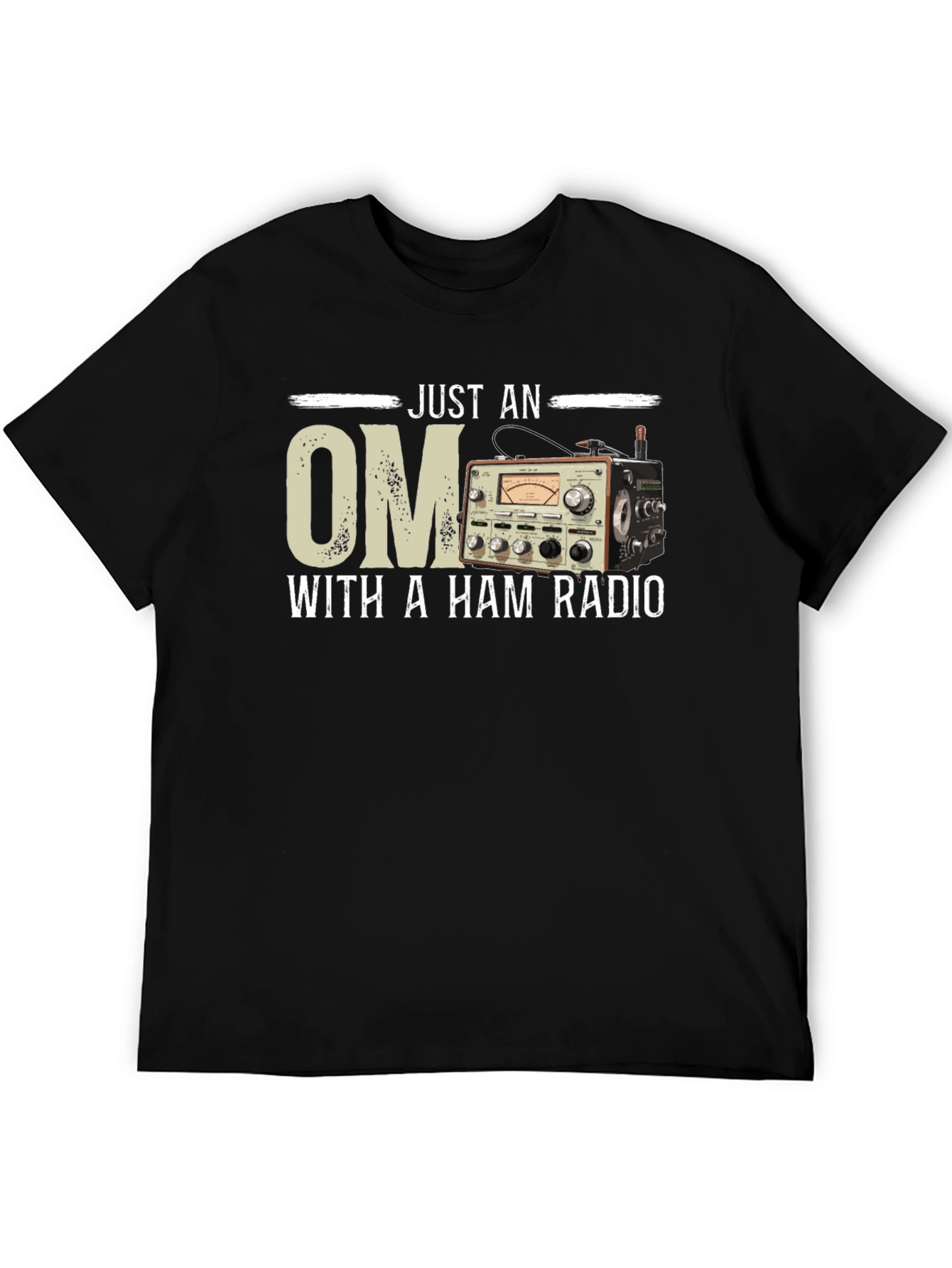 Just an OM With a Ham Radio Black T-Shirt