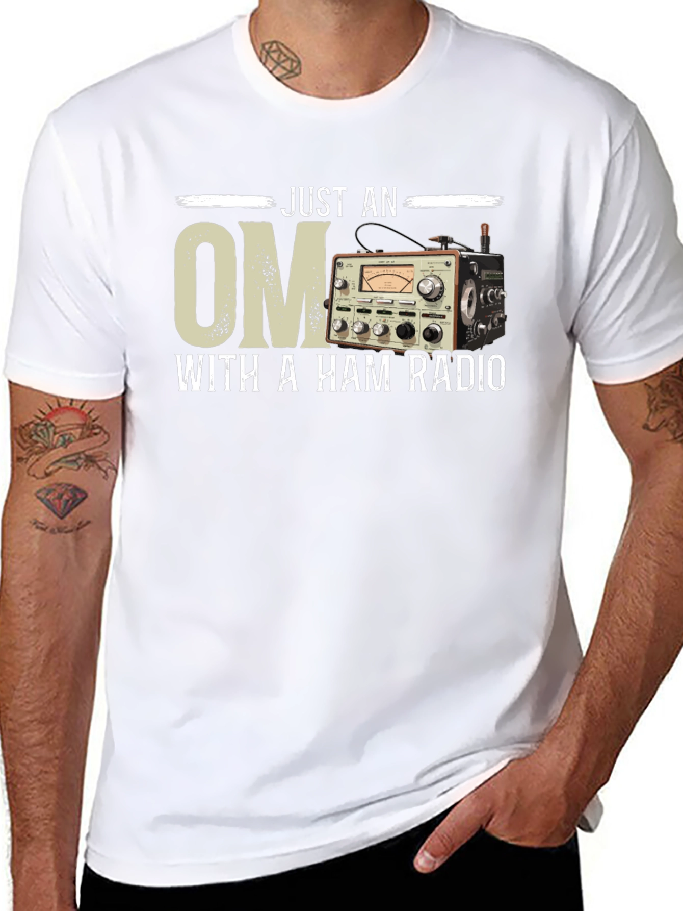 Just an OM With a Ham Radio Black T-Shirt