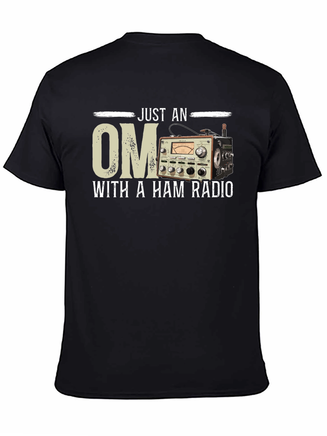 Just an OM With a Ham Radio Black T-Shirt