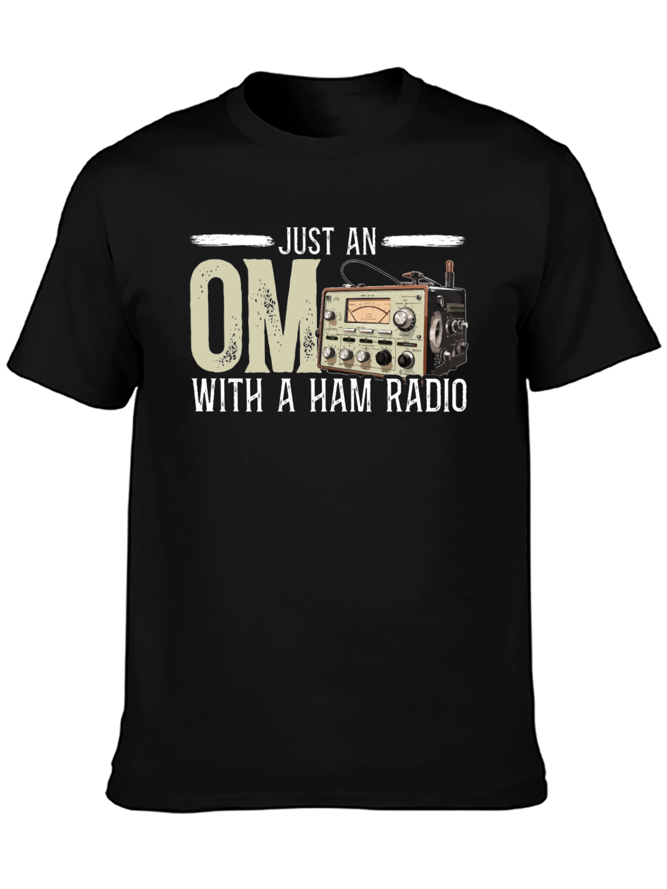 Just an OM With a Ham Radio Black T-Shirt
