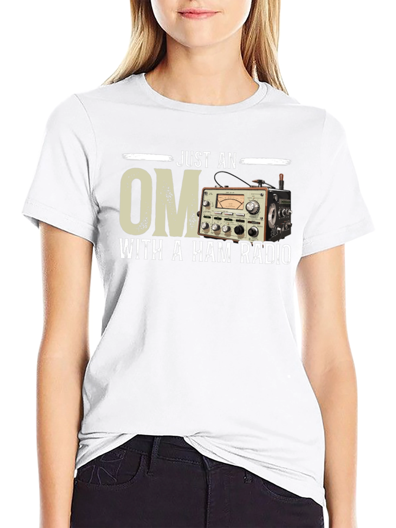 Just an OM With a Ham Radio Black T-Shirt
