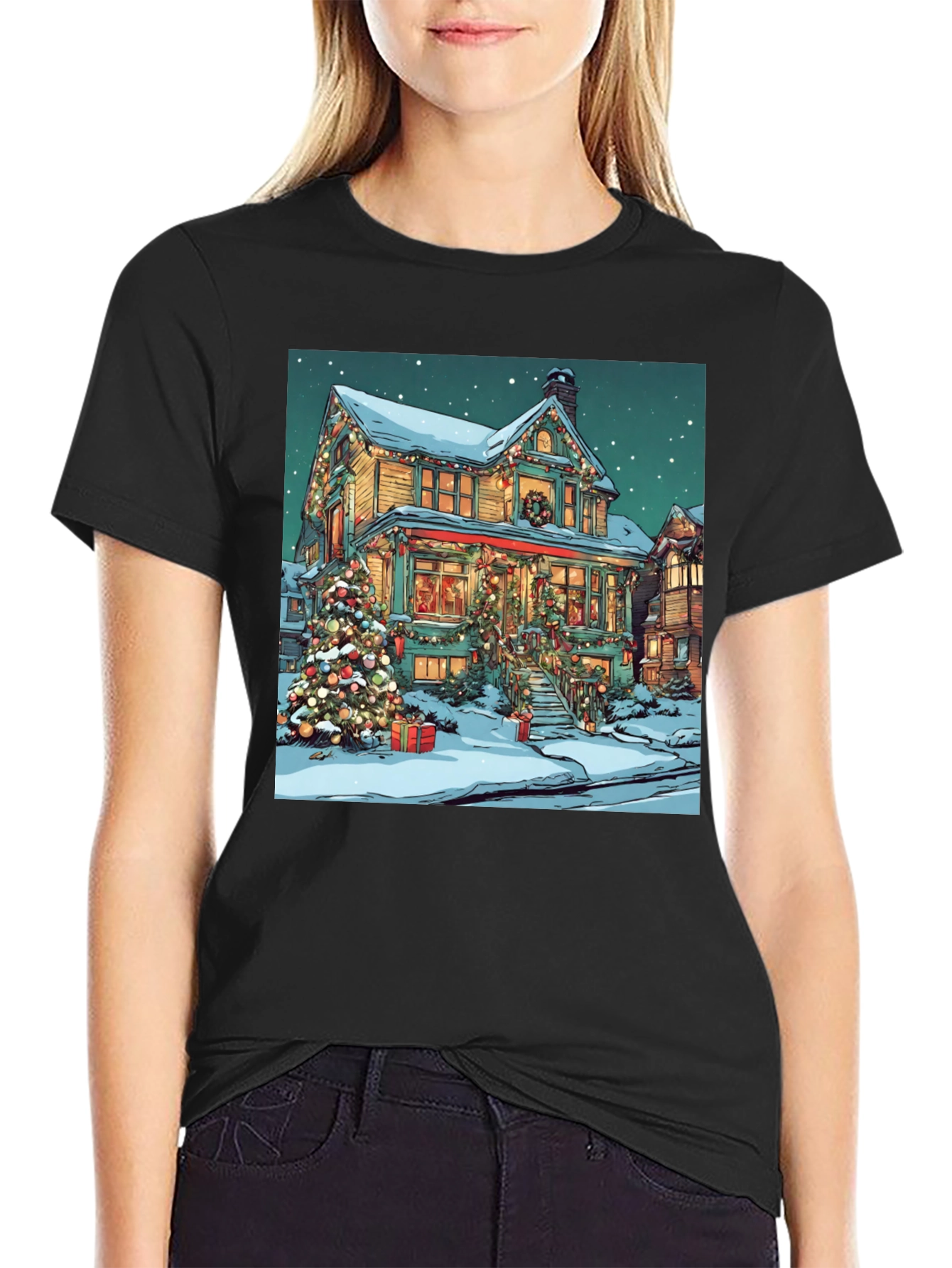 Festive Holiday House Christmas T-Shirt