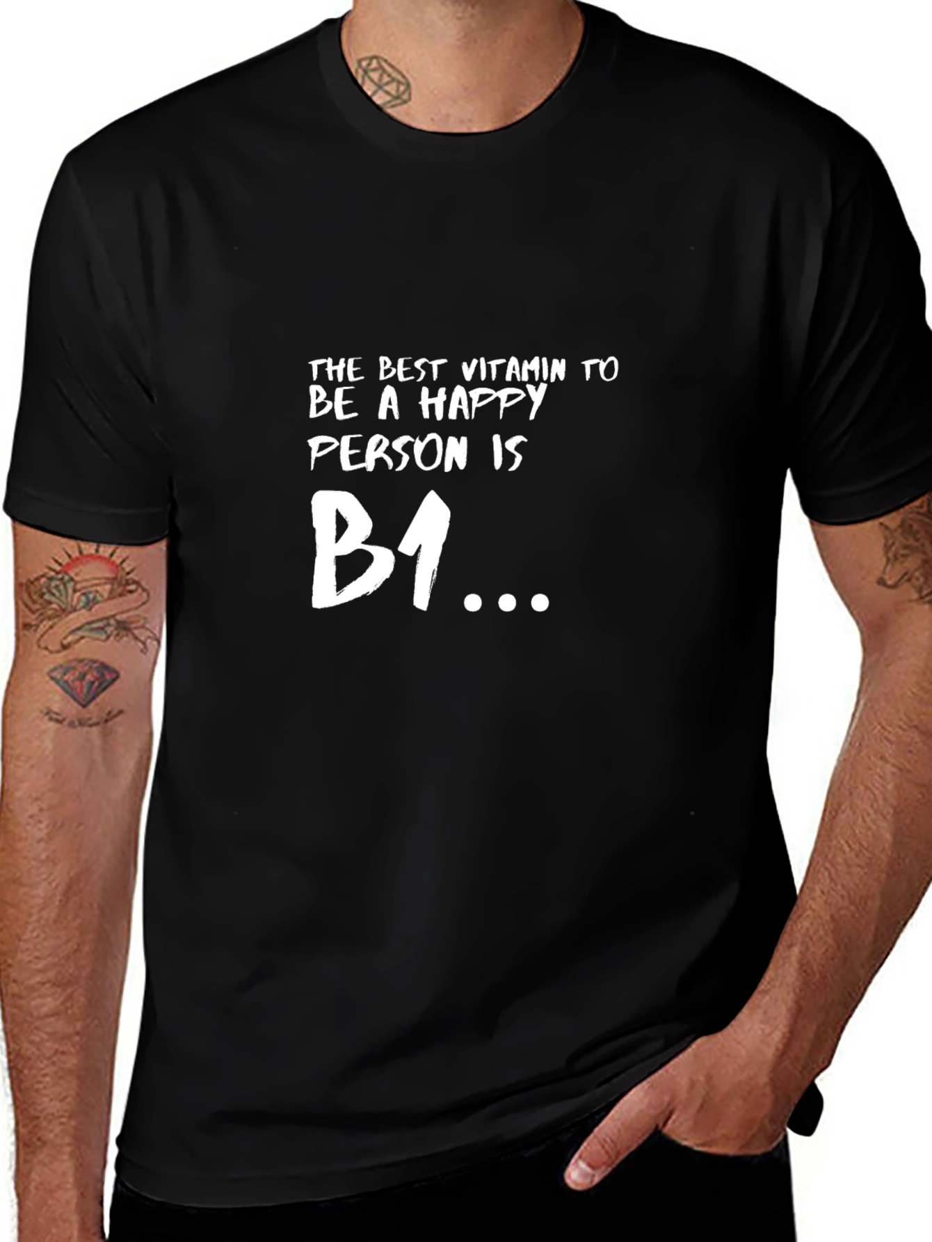 Happy Person B1 Funny Graphic Tee - Black