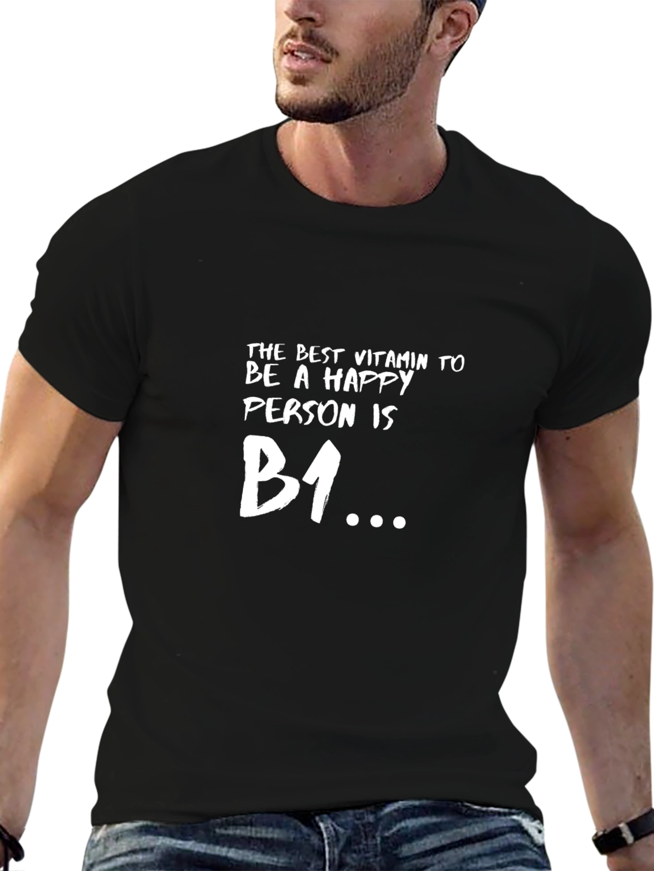 Happy Person B1 Funny Graphic Tee - Black