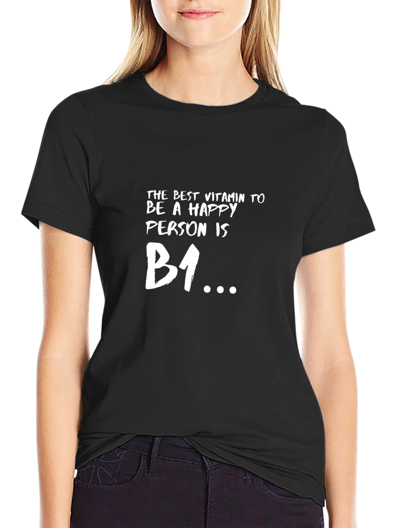 Happy Person B1 Funny Graphic Tee - Black