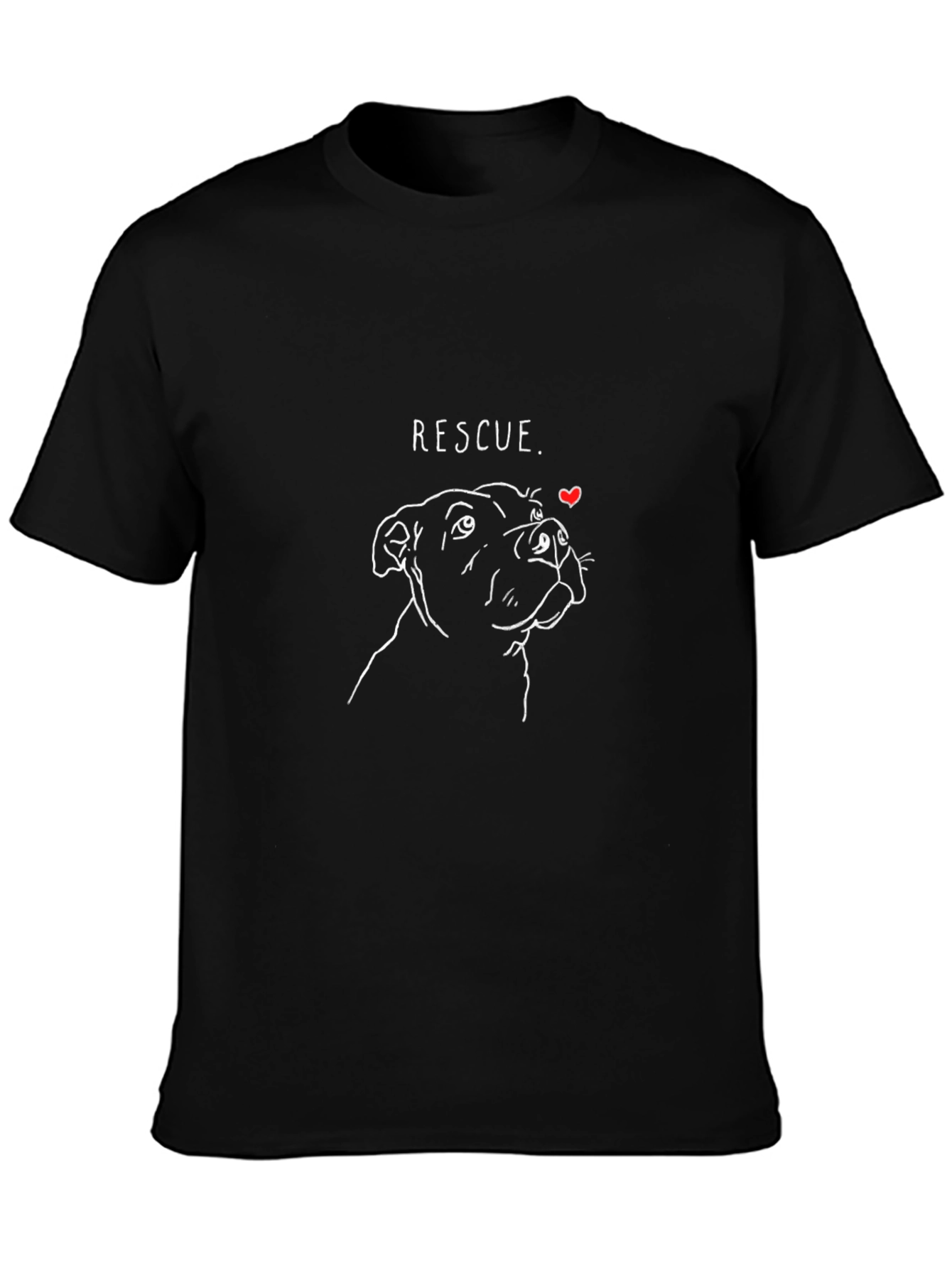 Rescue Dog Line Art Graphic Tee - Black