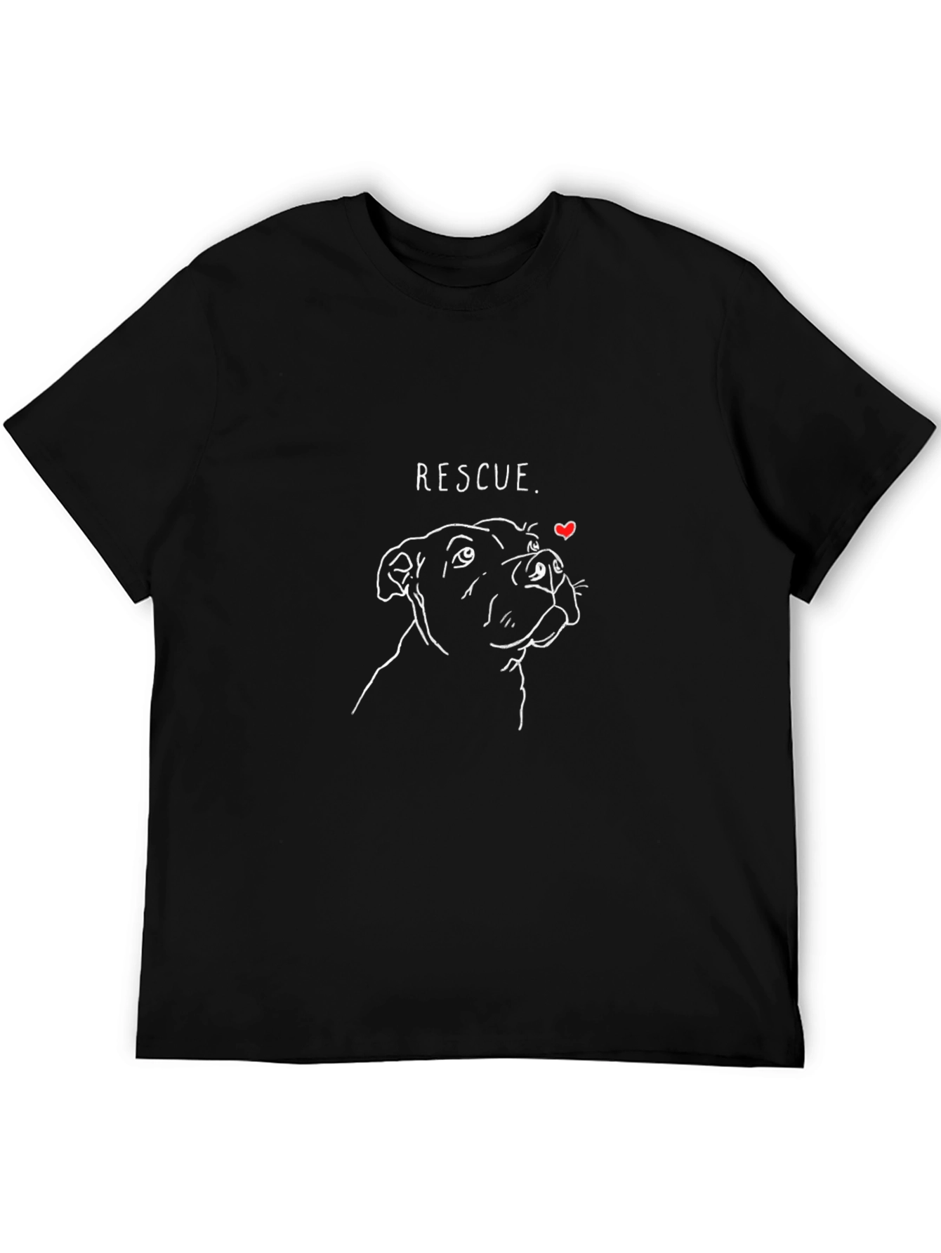 Rescue Dog Line Art Graphic Tee - Black