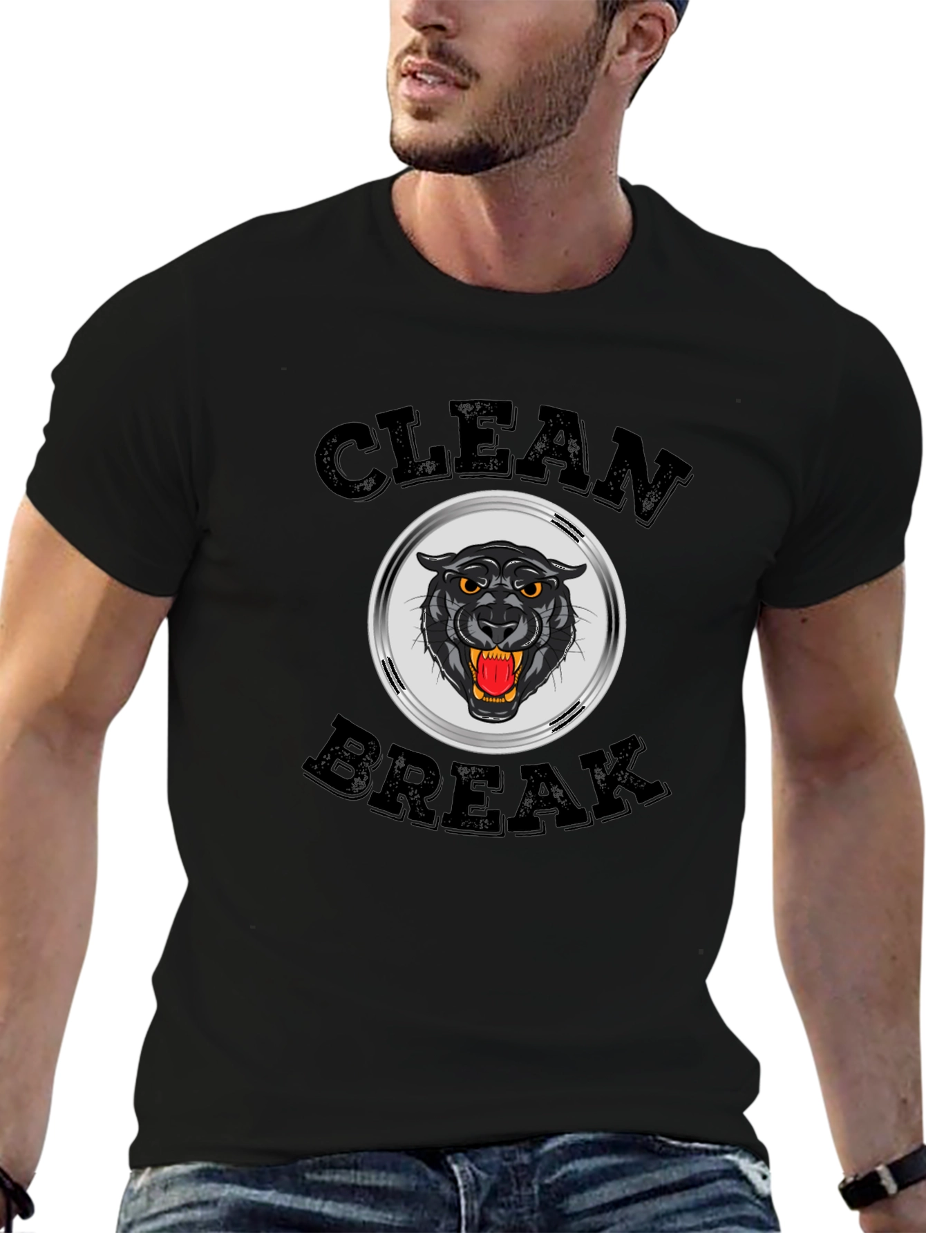 Clean Break Panther Graphic T-Shirt - Black