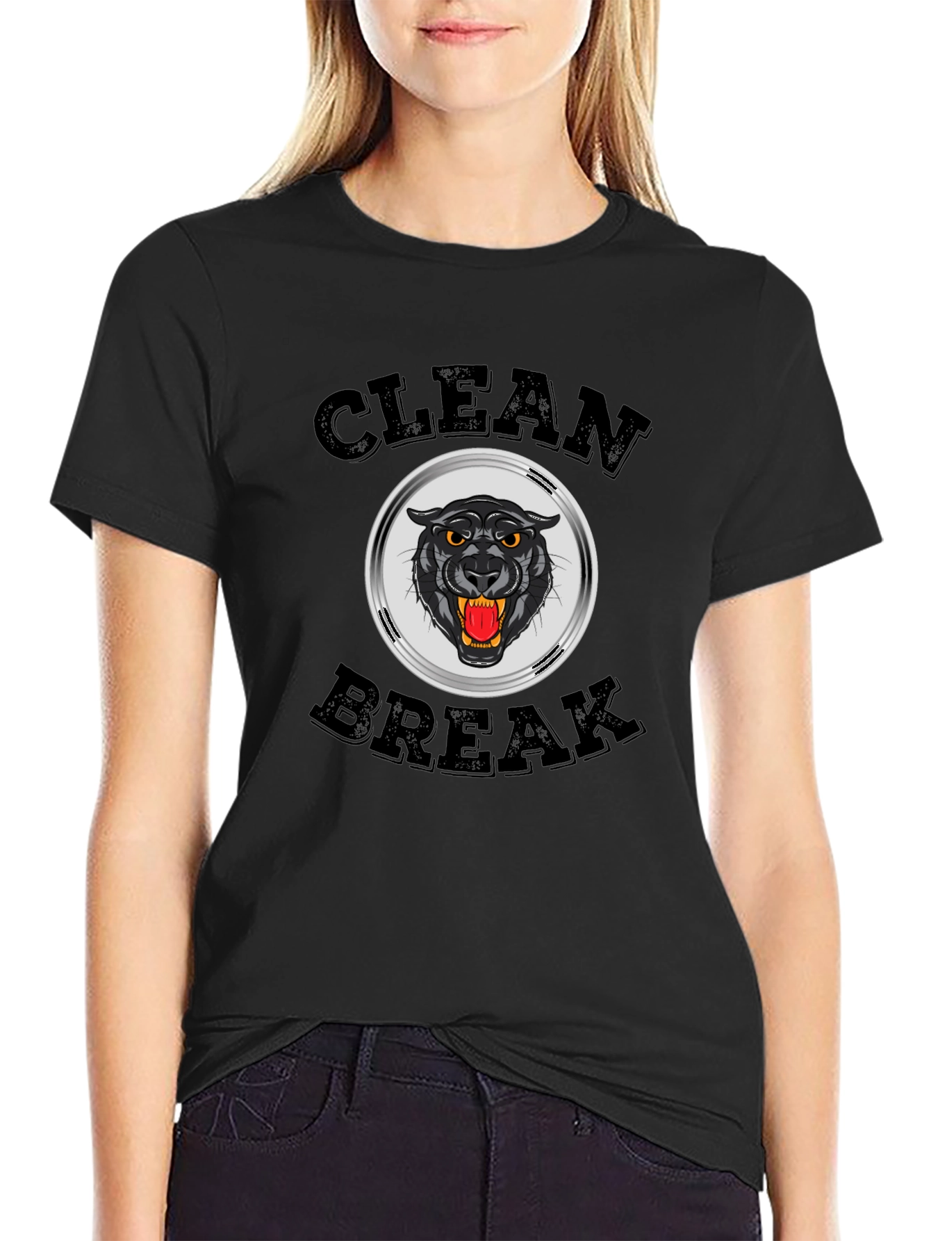 Clean Break Panther Graphic T-Shirt - Black