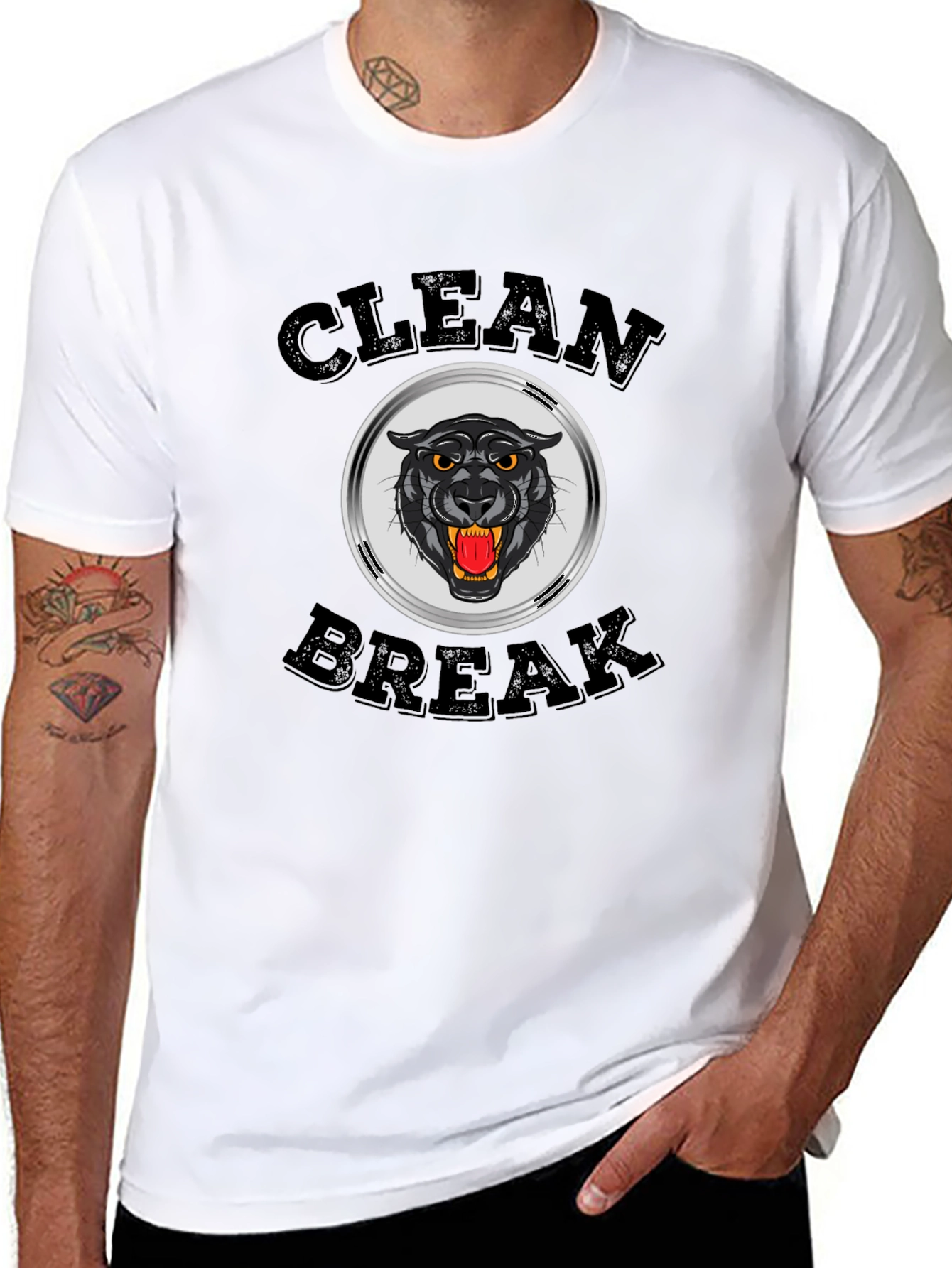 Clean Break Panther Graphic T-Shirt - Black