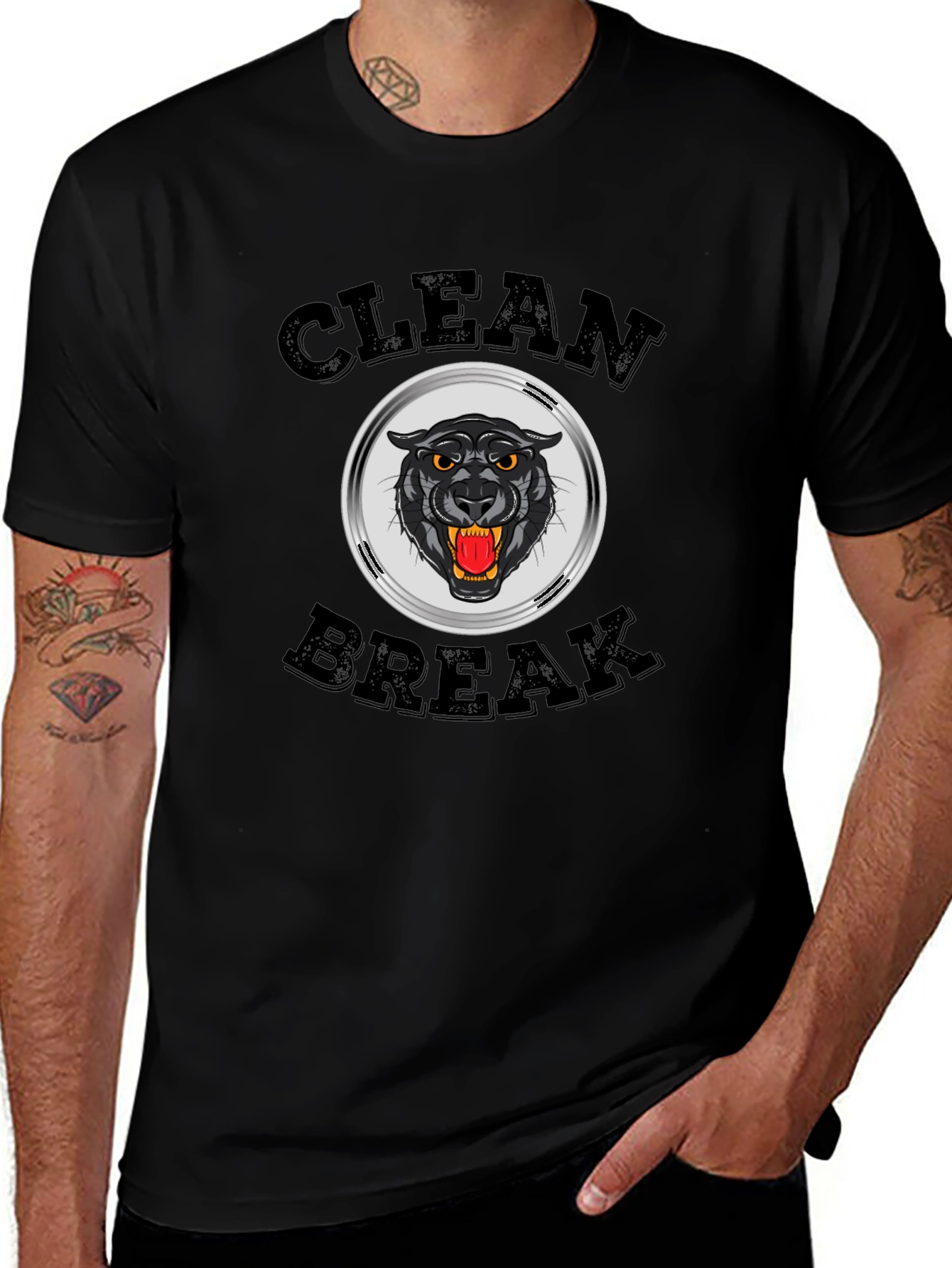 Clean Break Panther Graphic T-Shirt - Black