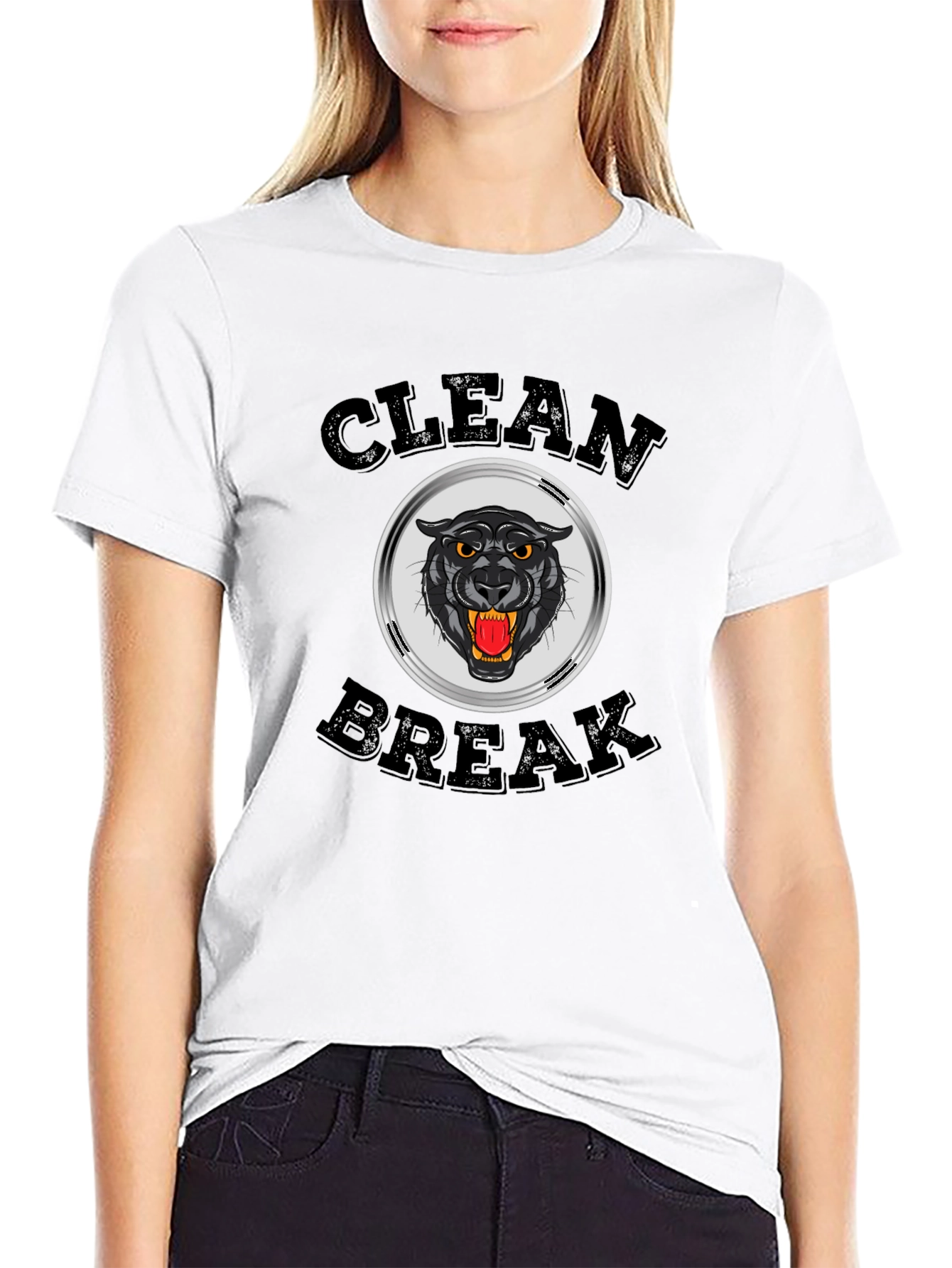 Clean Break Panther Graphic T-Shirt - Black