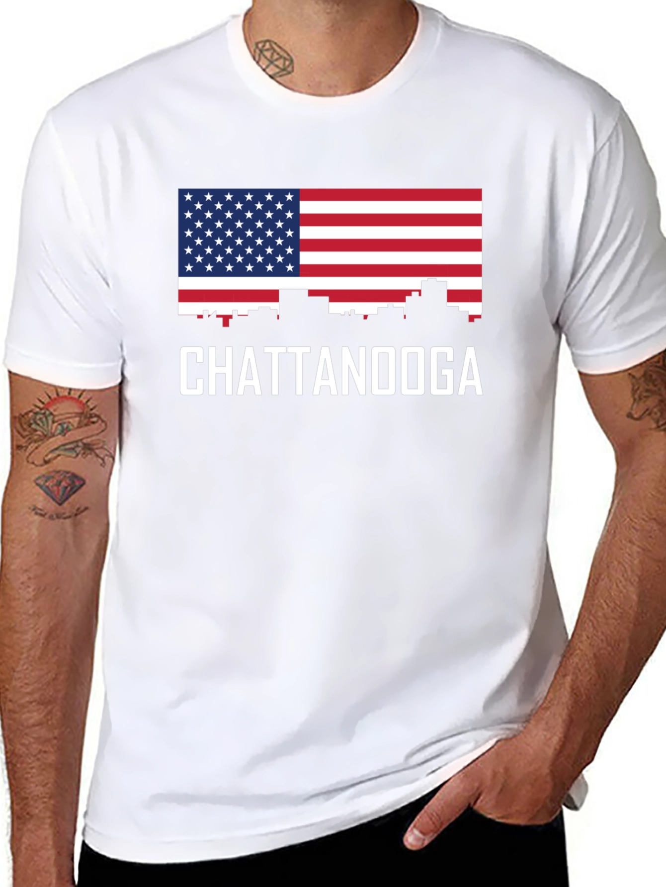 Chattanooga Skyline American Flag T-Shirt