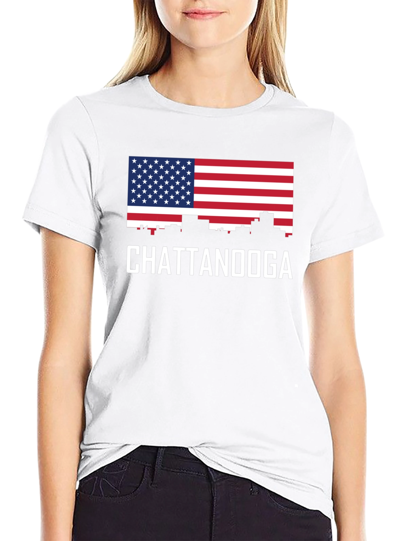 Chattanooga Skyline American Flag T-Shirt