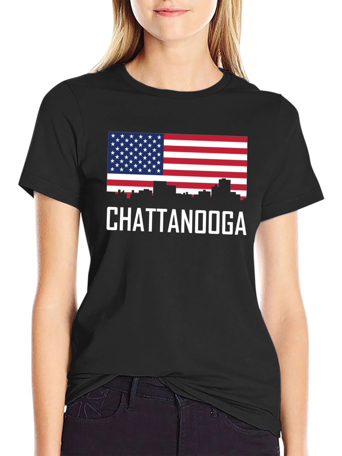 Chattanooga Skyline American Flag T-Shirt