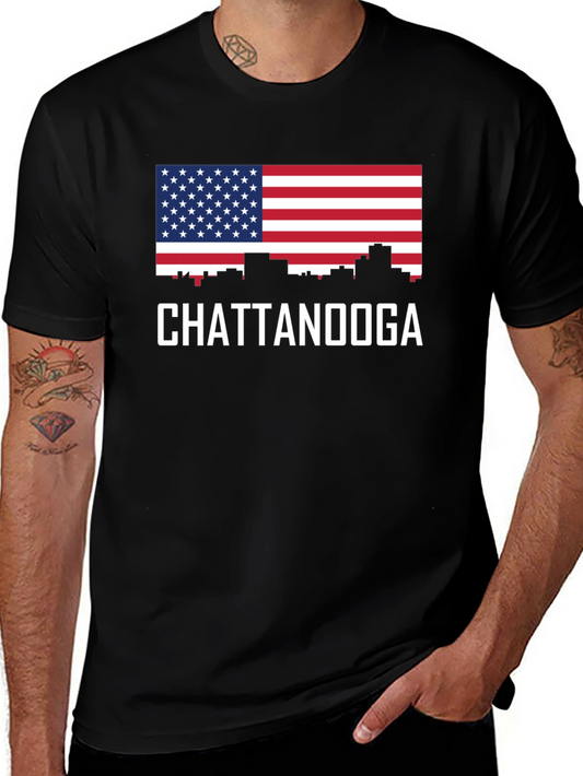 Chattanooga Skyline American Flag T-Shirt