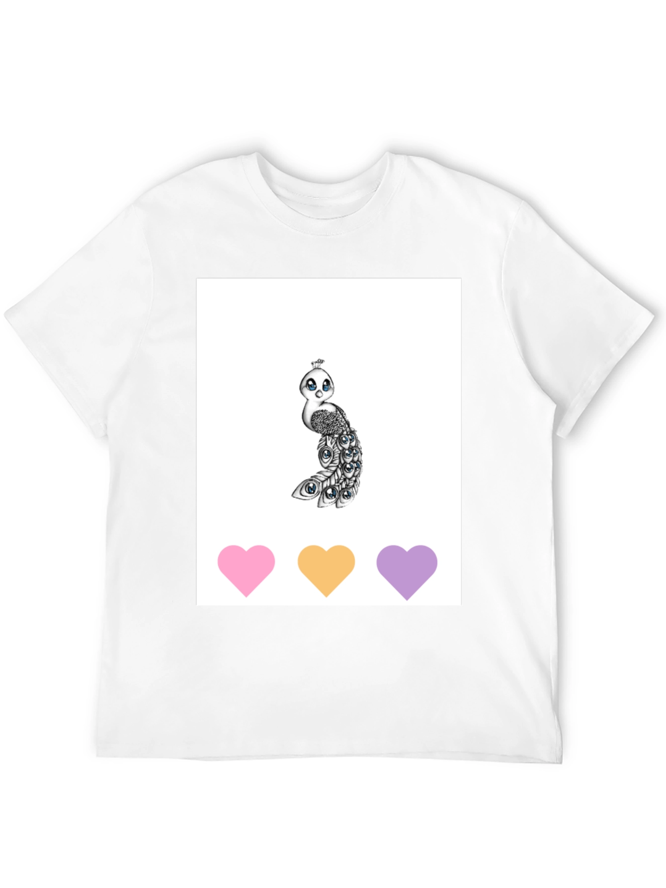 Cute Peacock Graphic Tee - Unisex Black T-Shirt