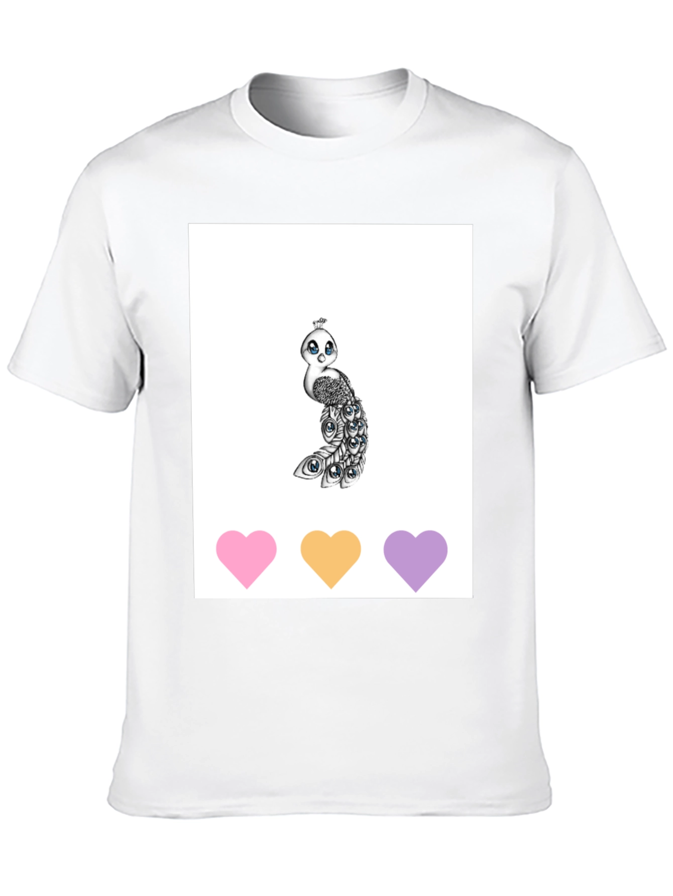 Cute Peacock Graphic Tee - Unisex Black T-Shirt