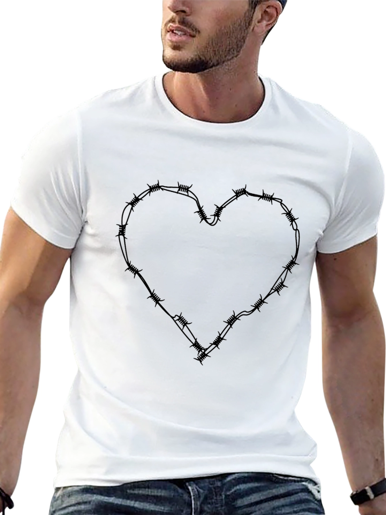 Barbed Wire Heart Graphic Tee - Edgy Fashion
