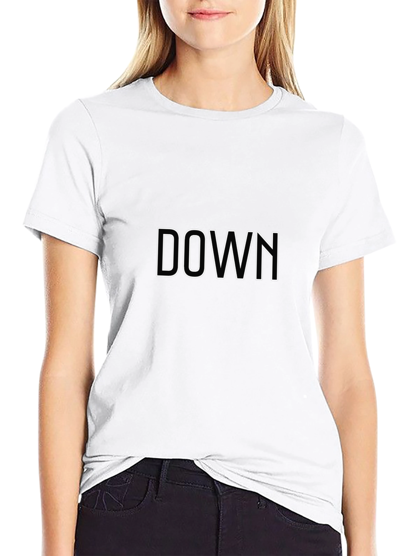 Edgy Down Graphic Tee - Cool Casual Black T-Shirt