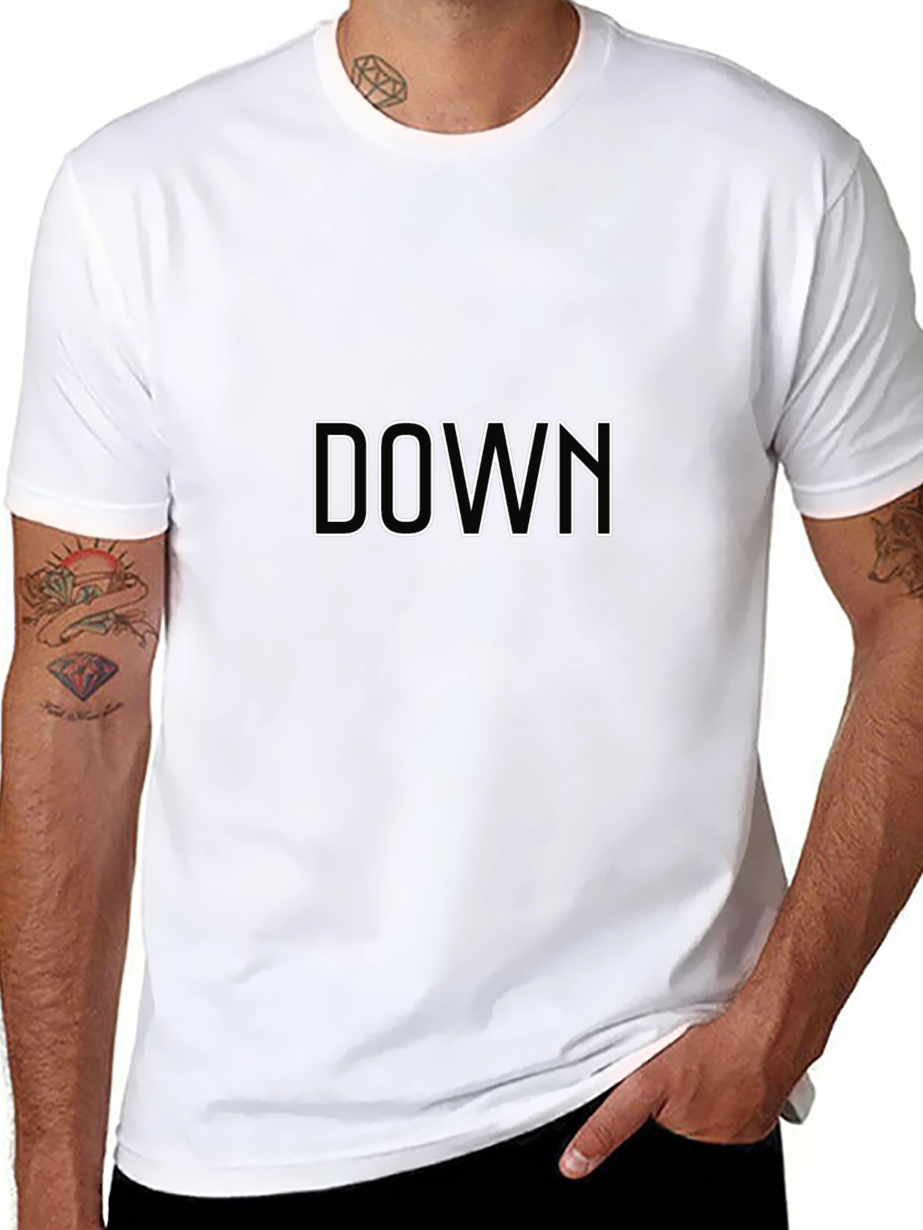 Edgy Down Graphic Tee - Cool Casual Black T-Shirt