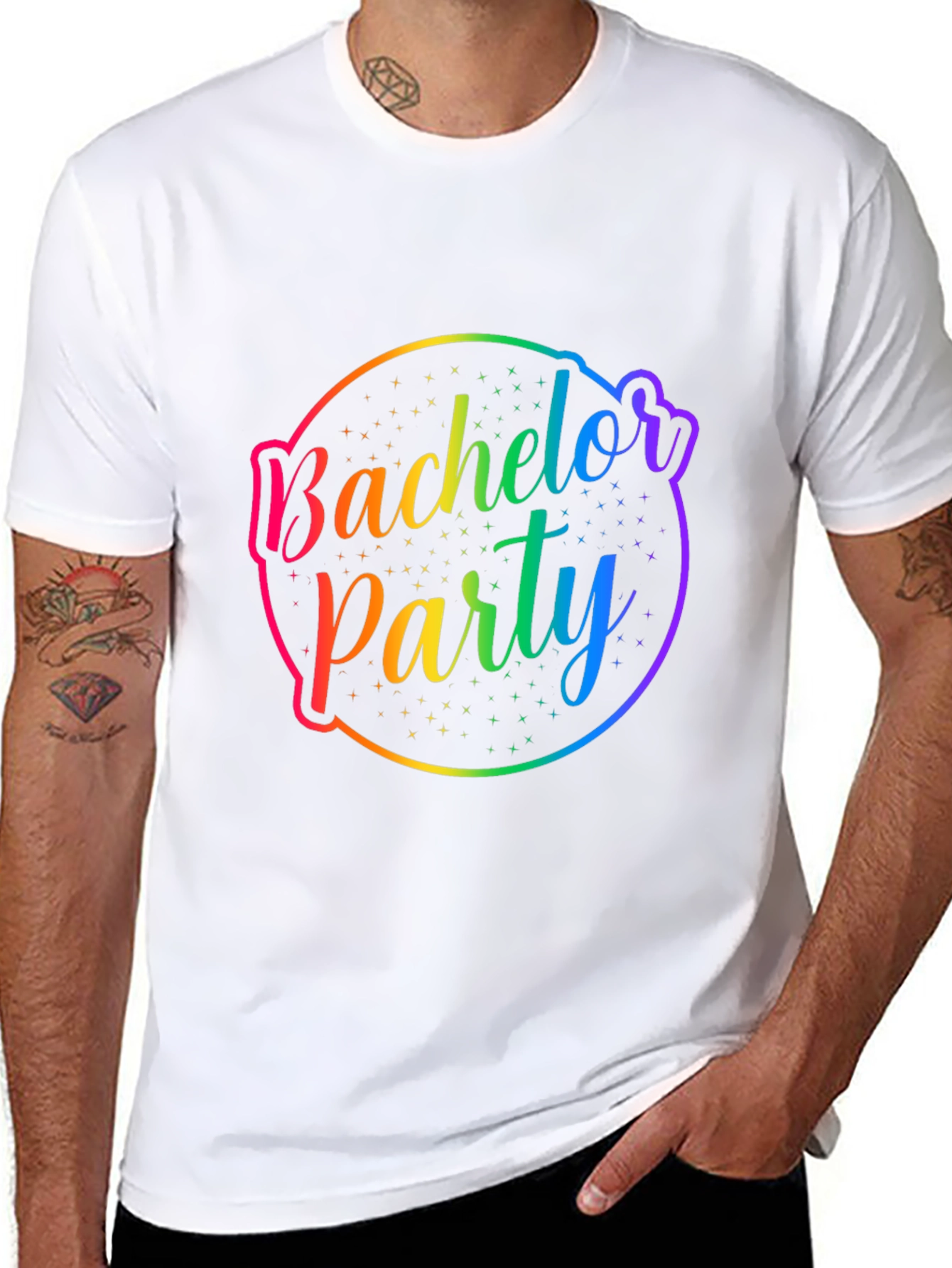 Bachelor Party Rainbow Graphic Tee