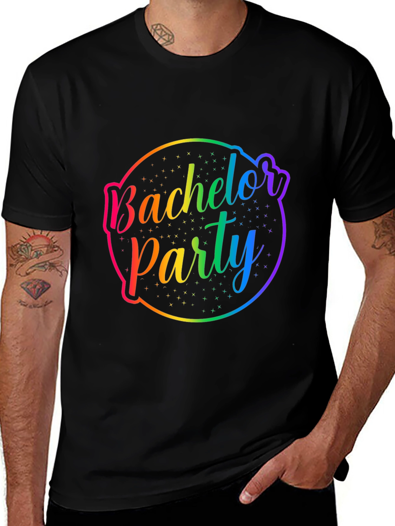 Bachelor Party Rainbow Graphic Tee