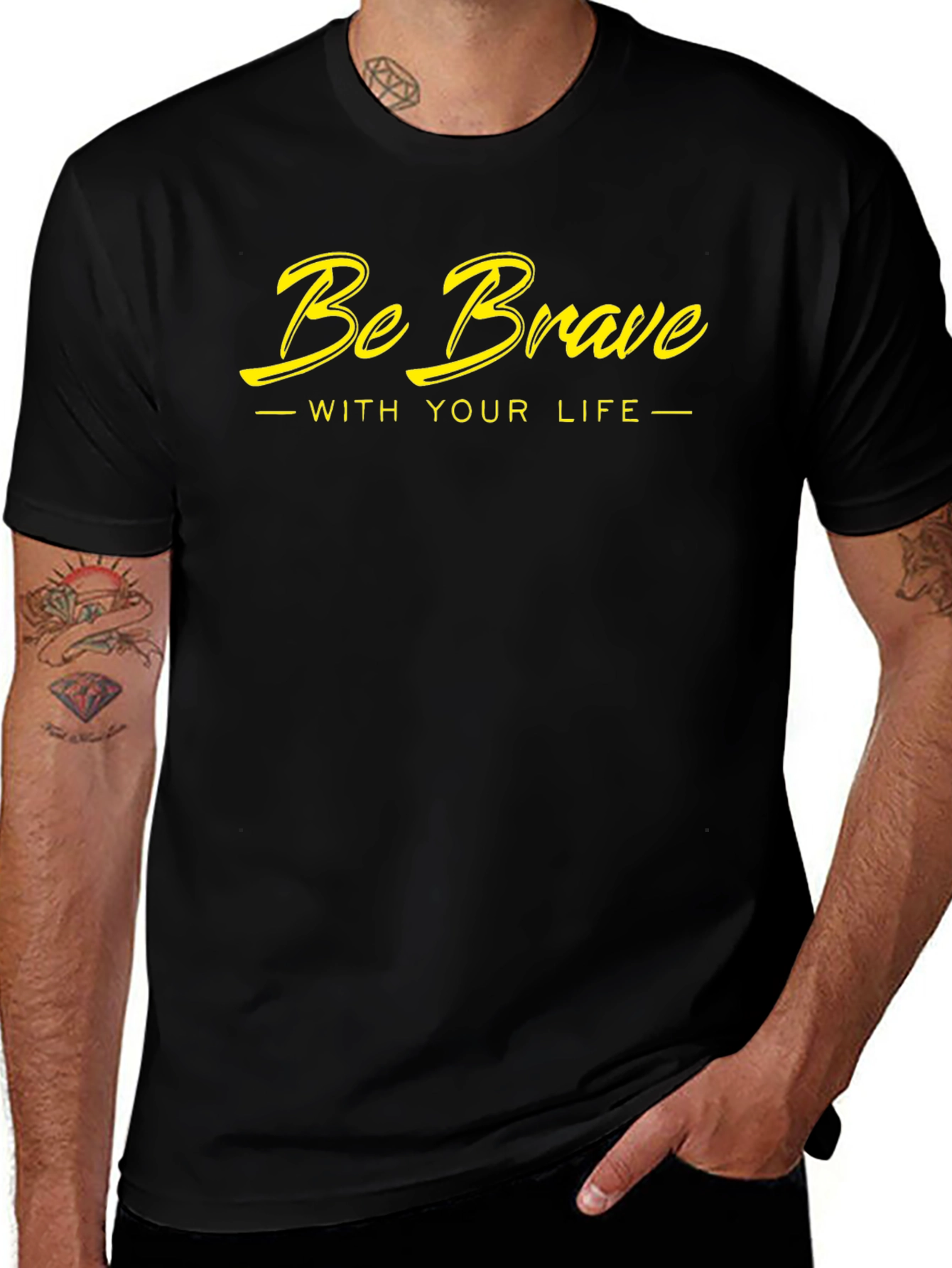 Be Brave Graphic Tee - Black Cotton T-Shirt