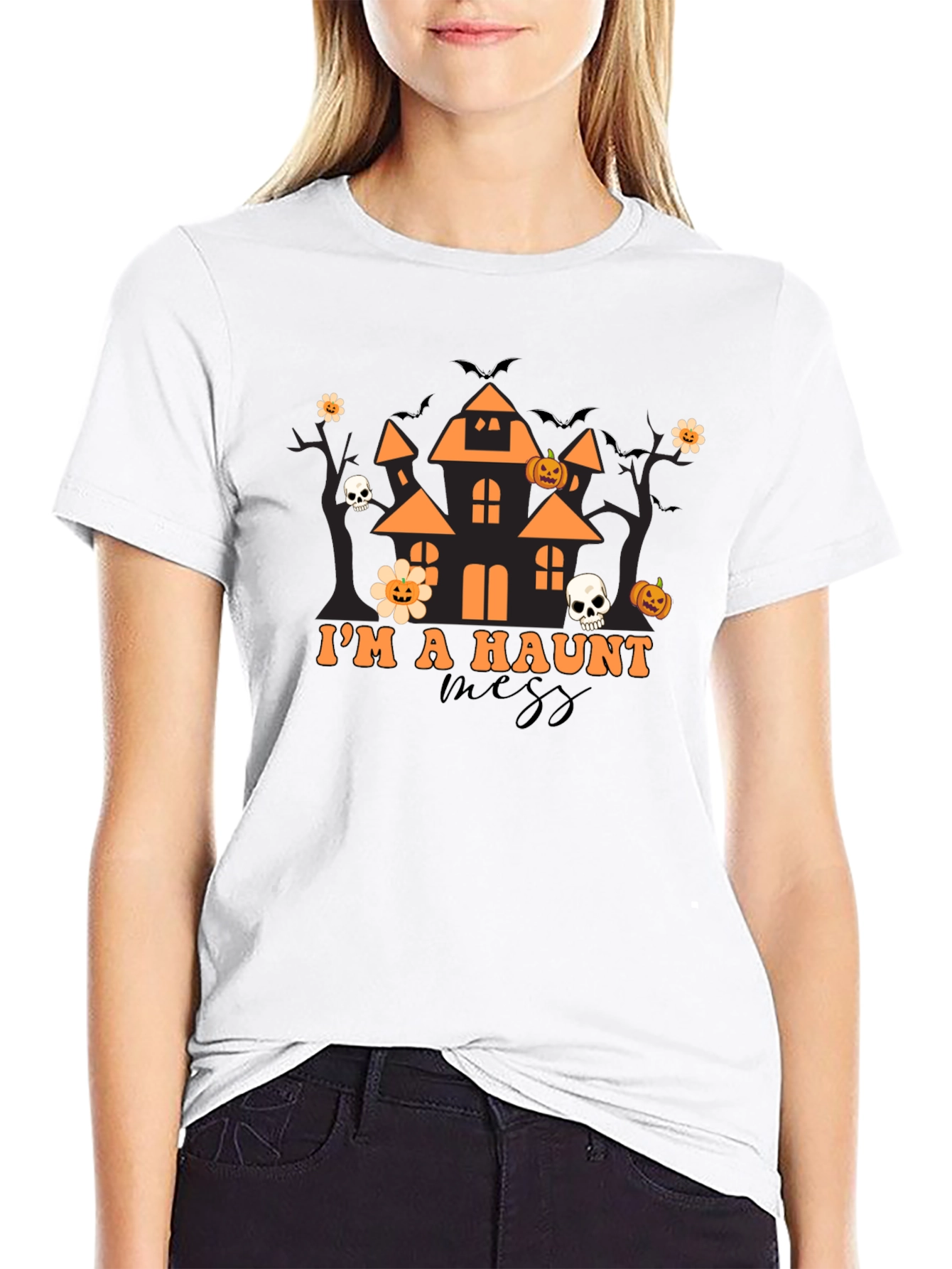Haunted Mess Halloween Graphic T-Shirt