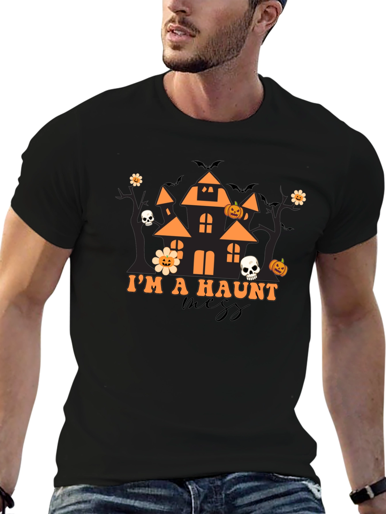 Haunted Mess Halloween Graphic T-Shirt