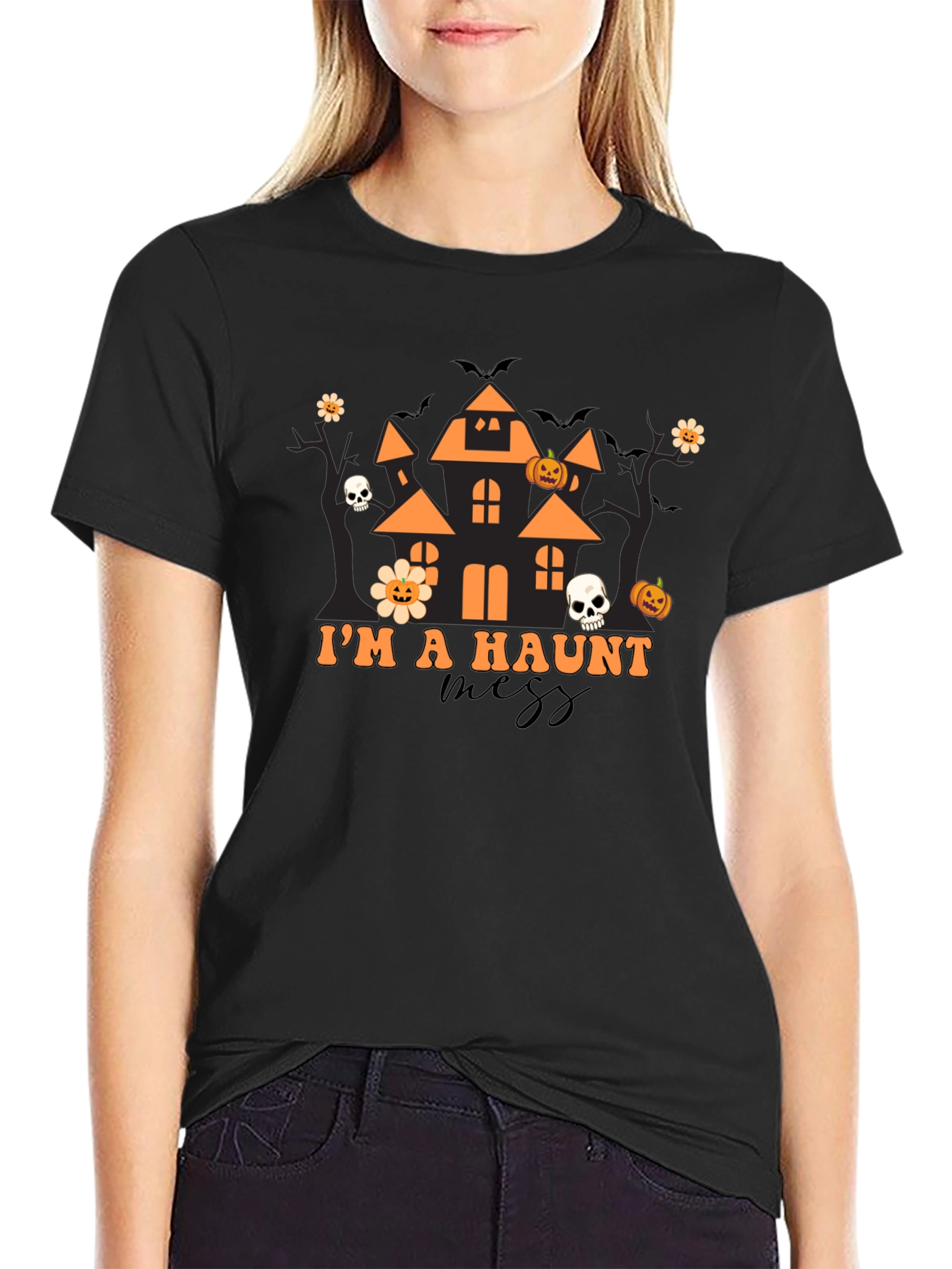 Haunted Mess Halloween Graphic T-Shirt