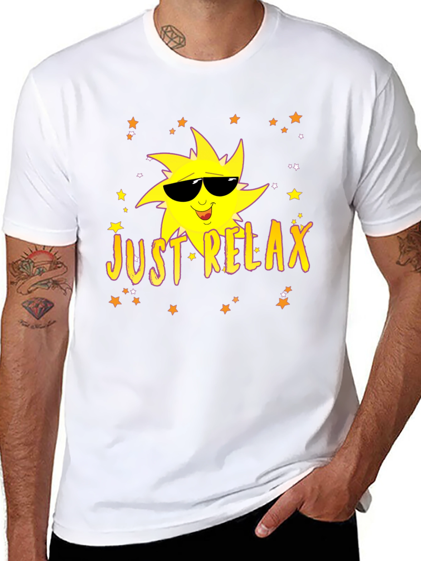 Just Relax Black T-Shirt - Smiley Sun