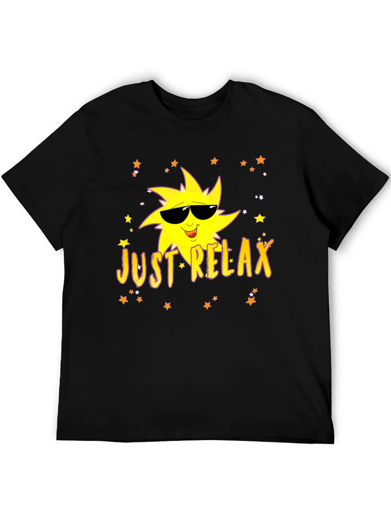 Just Relax Black T-Shirt - Smiley Sun
