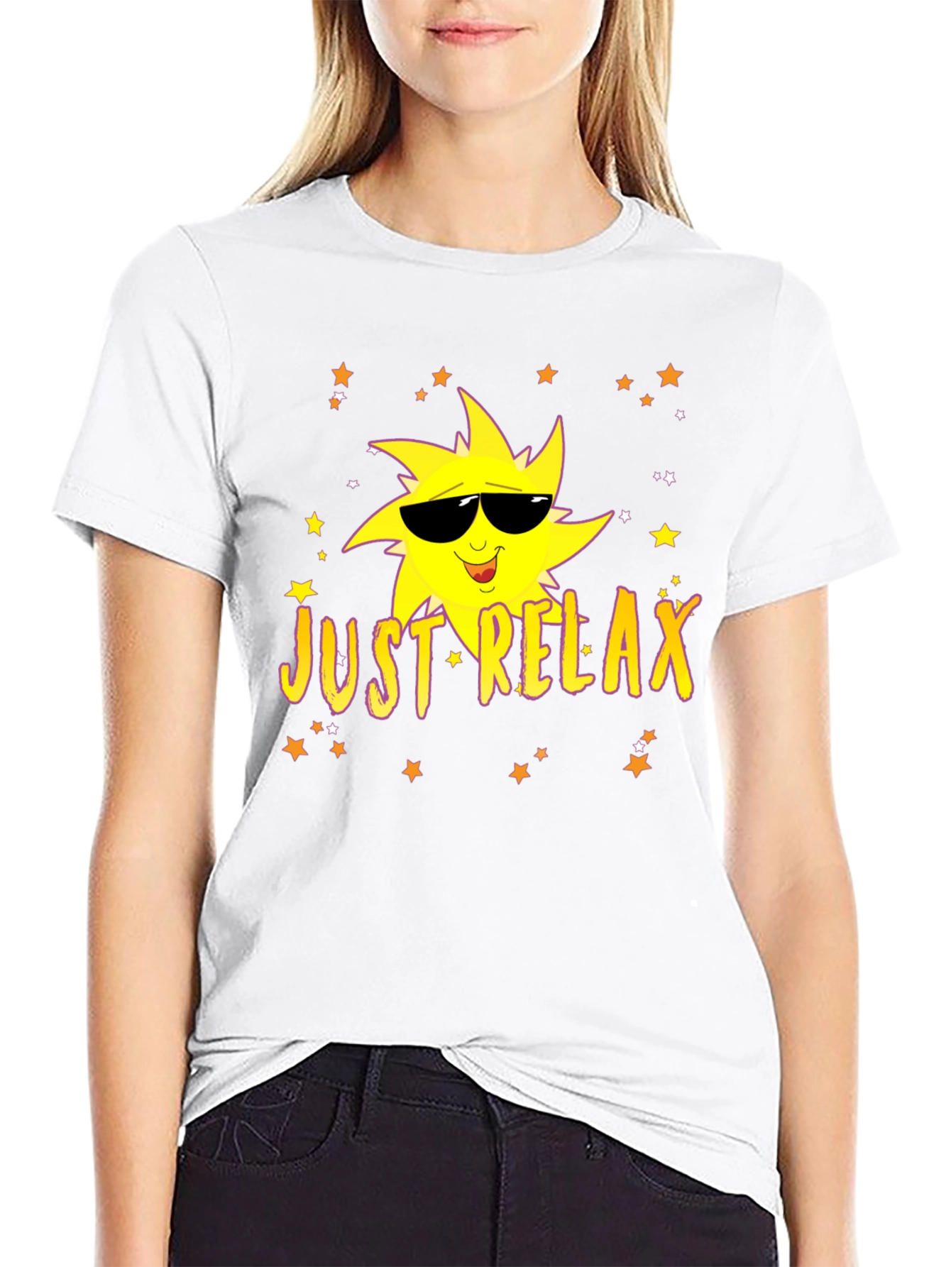 Just Relax Black T-Shirt - Smiley Sun
