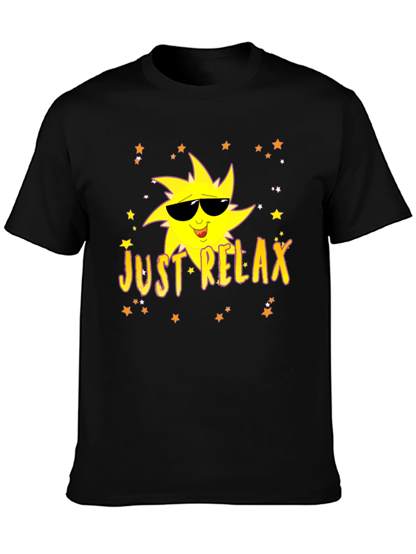 Just Relax Black T-Shirt - Smiley Sun