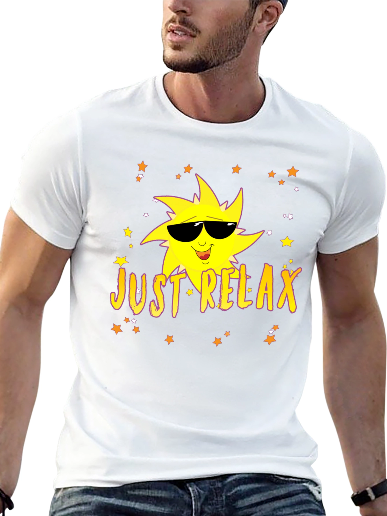 Just Relax Black T-Shirt - Smiley Sun